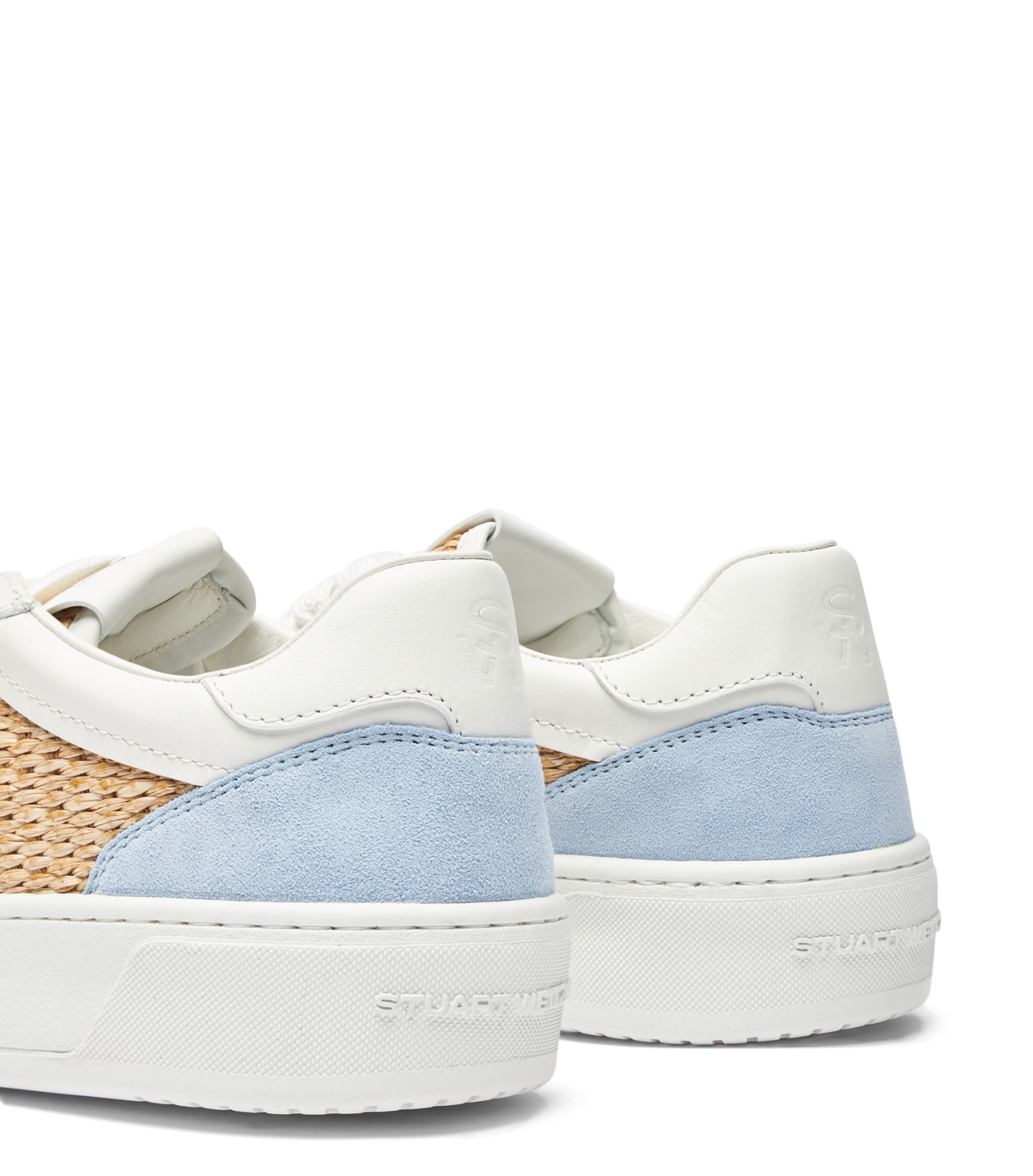 Stuart Weitzman Courtside Panelled Raffia Sneakers In White