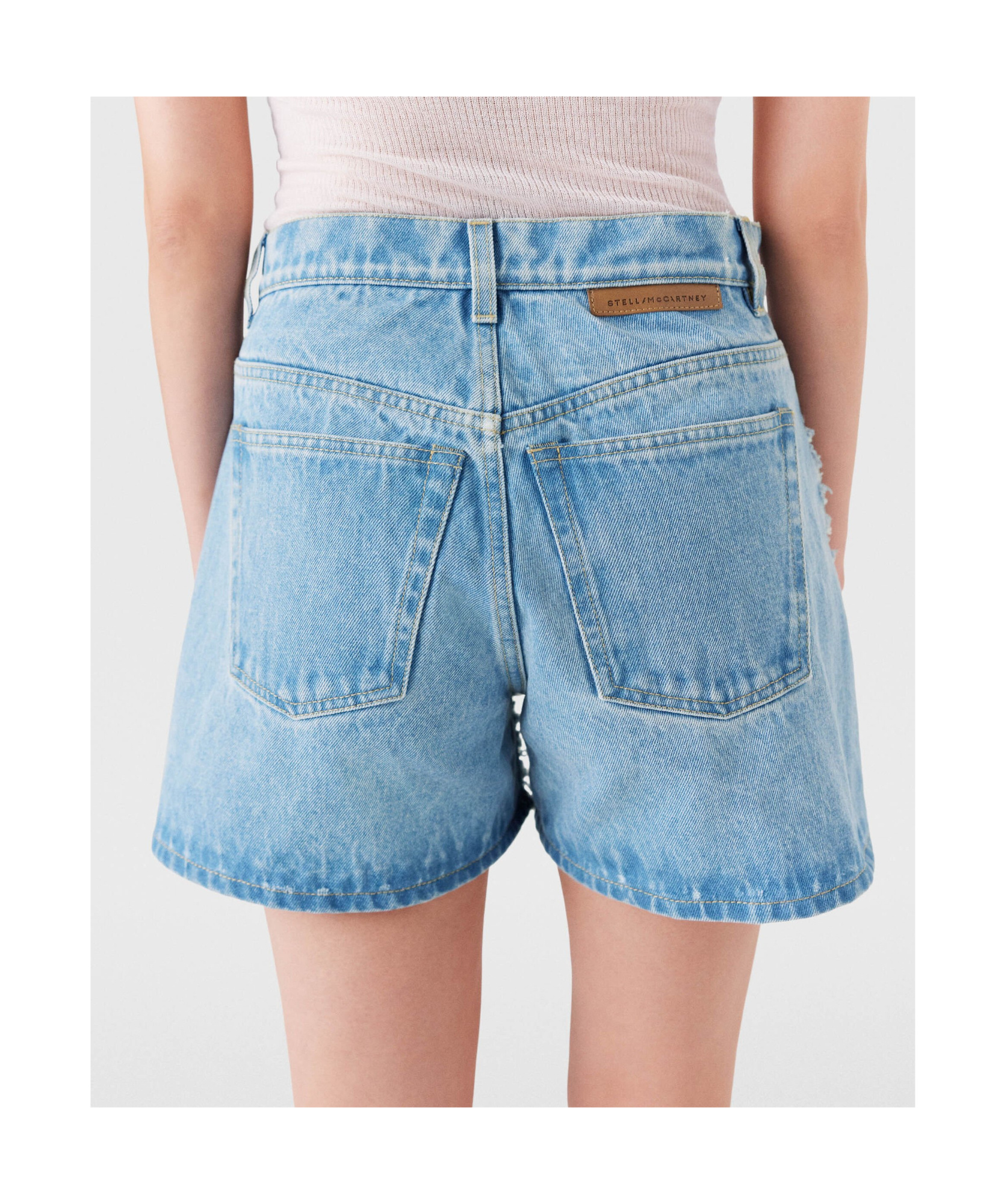 Stella Mccartney Belt-loop Denim Shorts In Blue