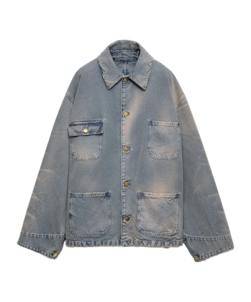 Prada Jacke Im Distressed-look In Blue