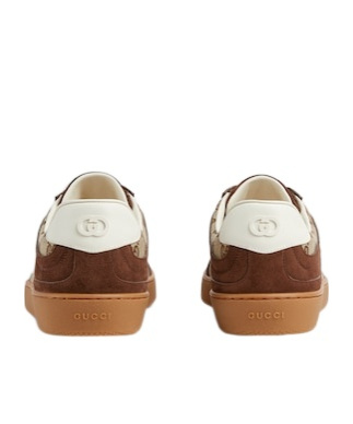 Gucci Men G75 Low-top Supreme Gg Fabric And Suede Sneakers In Brown