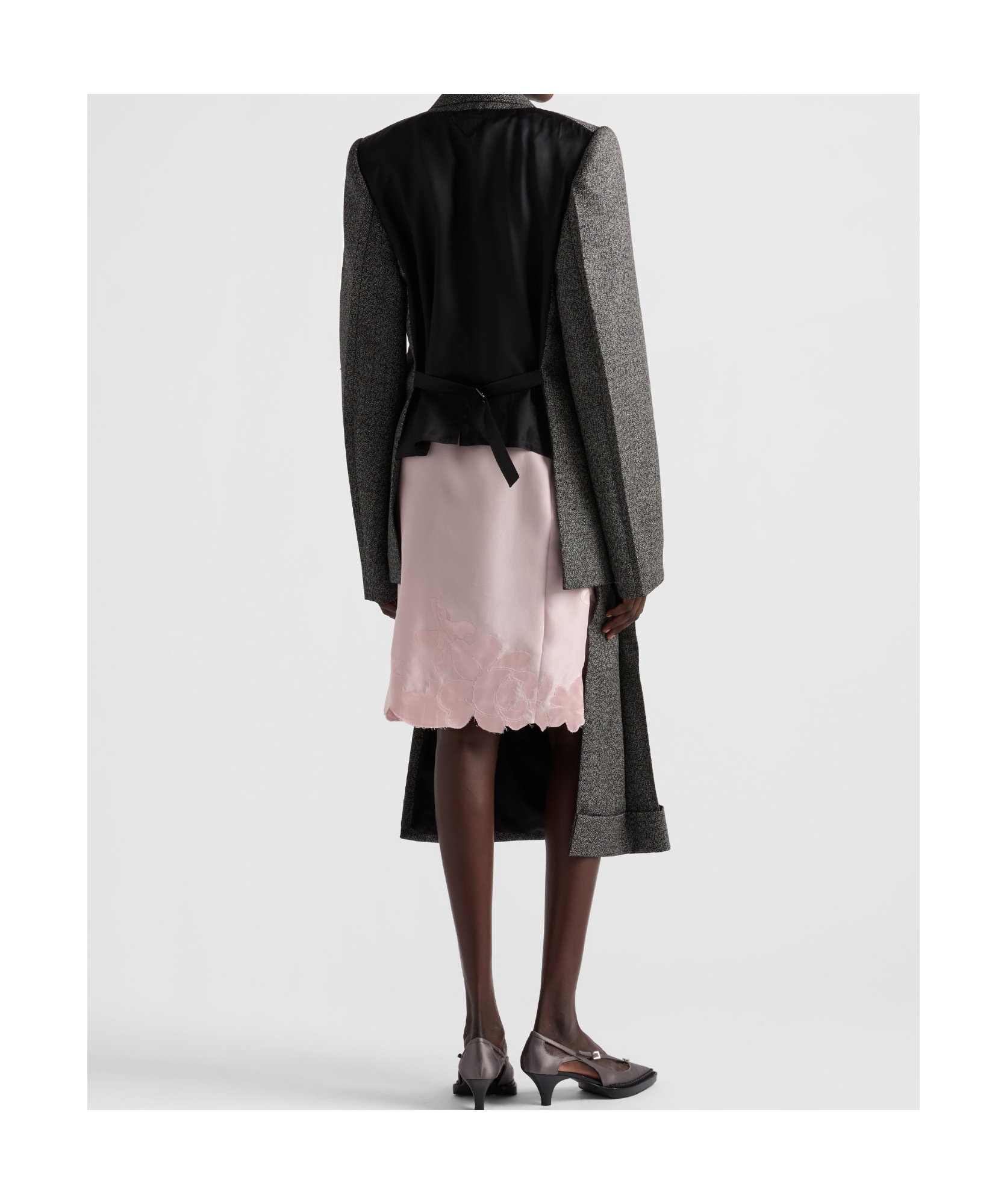 Shop Prada Mouliné Wool Midi-skirt In Black