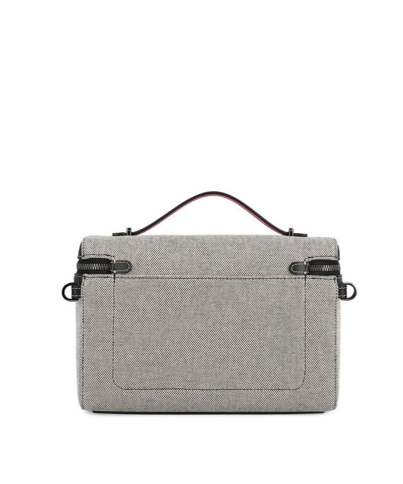 Christian Louboutin Logo Engraved Zip-up Shoulder Bag In Gray
