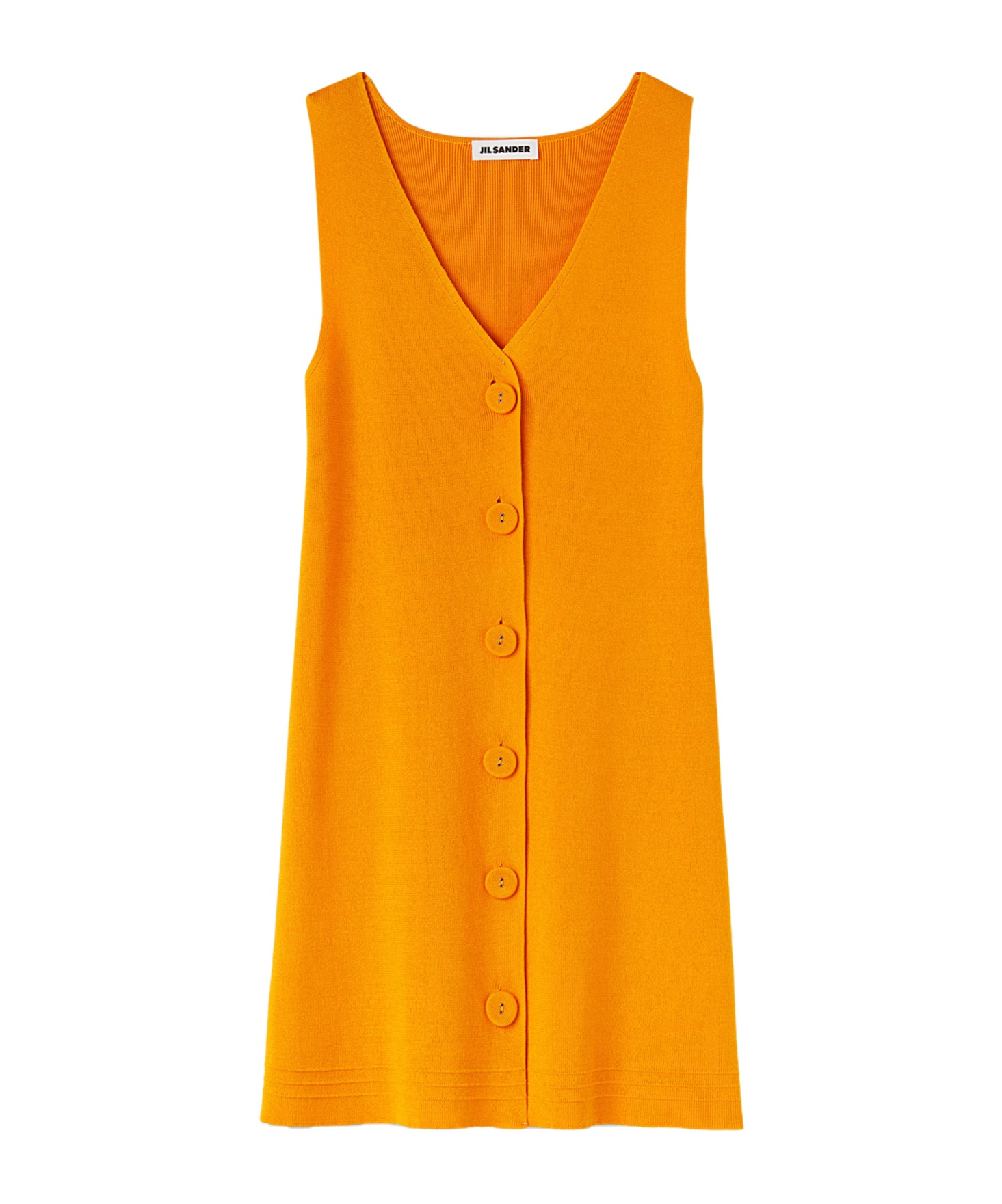 Jil Sander Sleeveless V-neck Ribbed Knit Dress In Orange