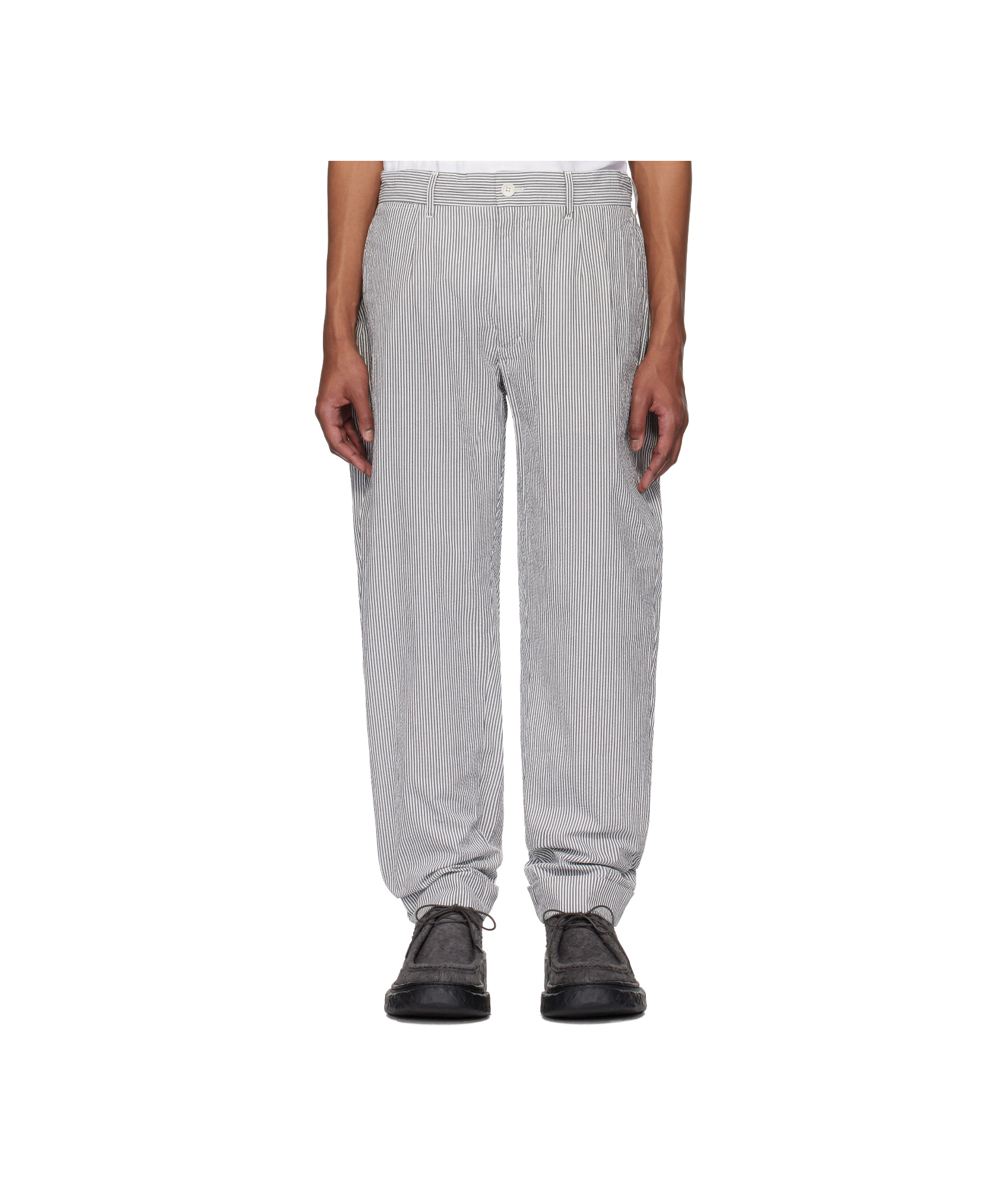 Engineered Garments Navy & White Andover Trousers In Navy Blue/white