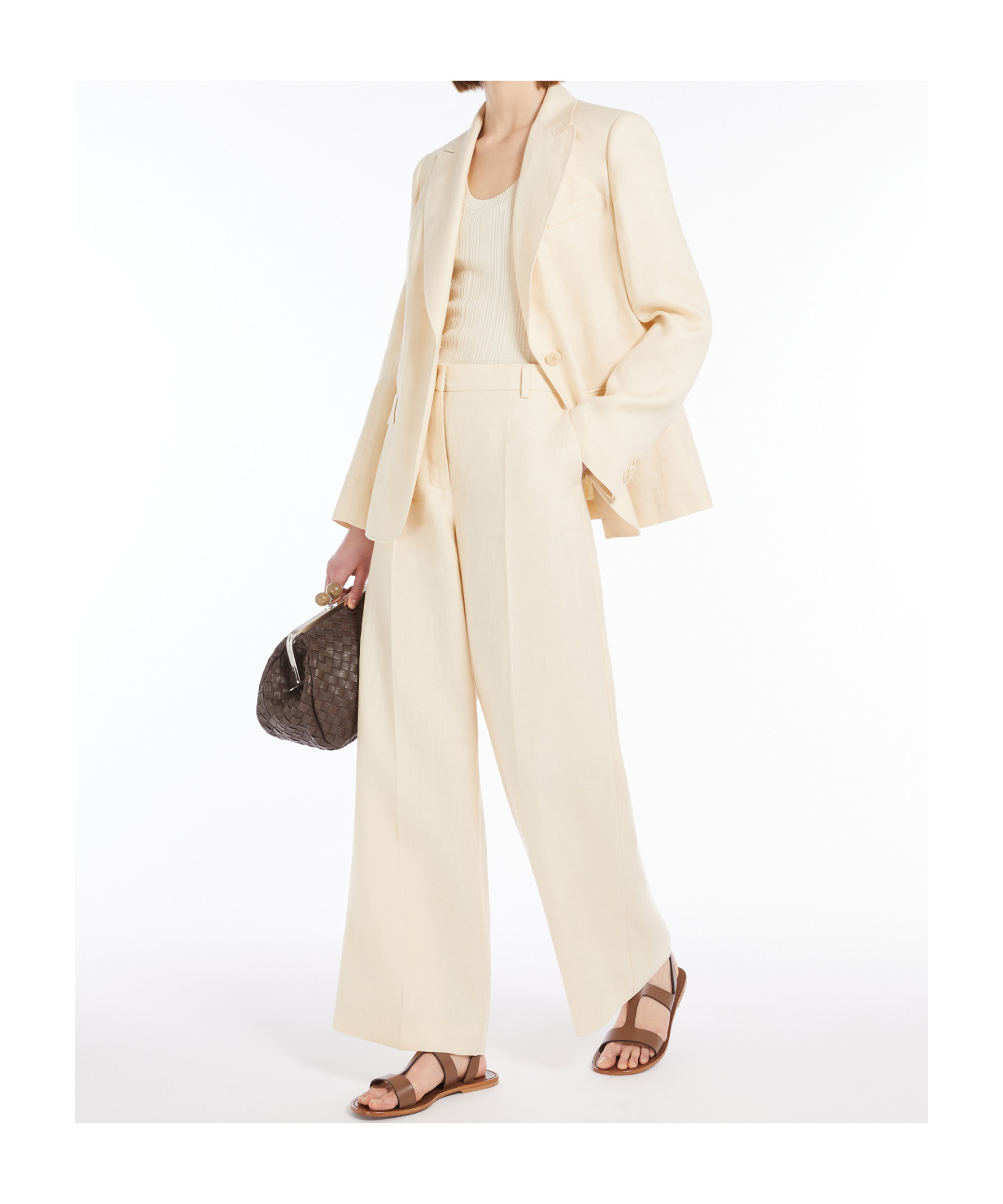 Weekend Max Mara Natural Stretch Wool Blazer In Ivory