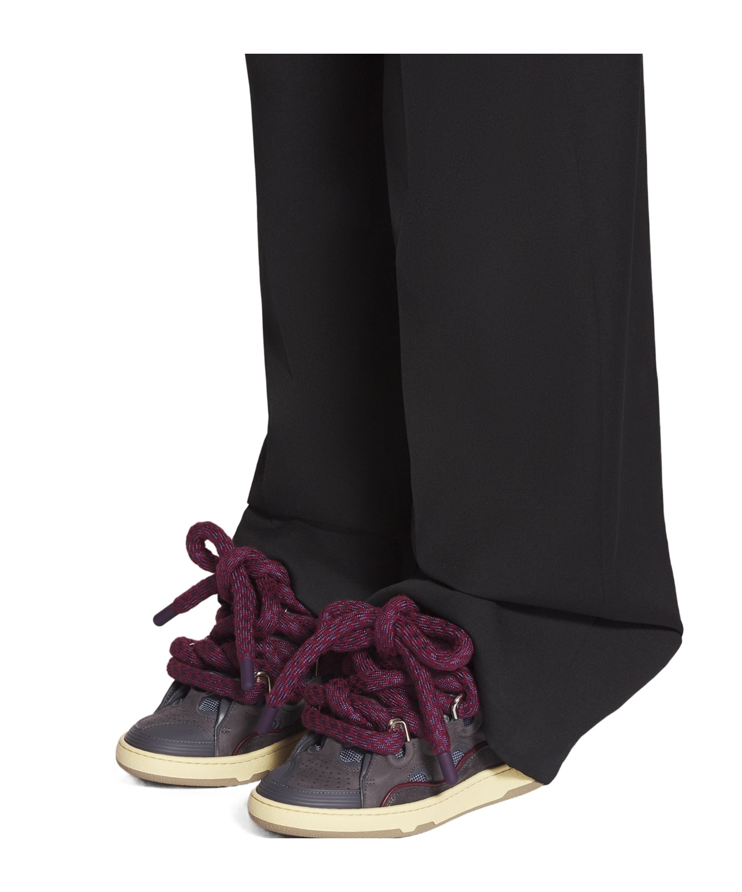 Lanvin Curb Sneakers In Leather With Snake Laces In Black