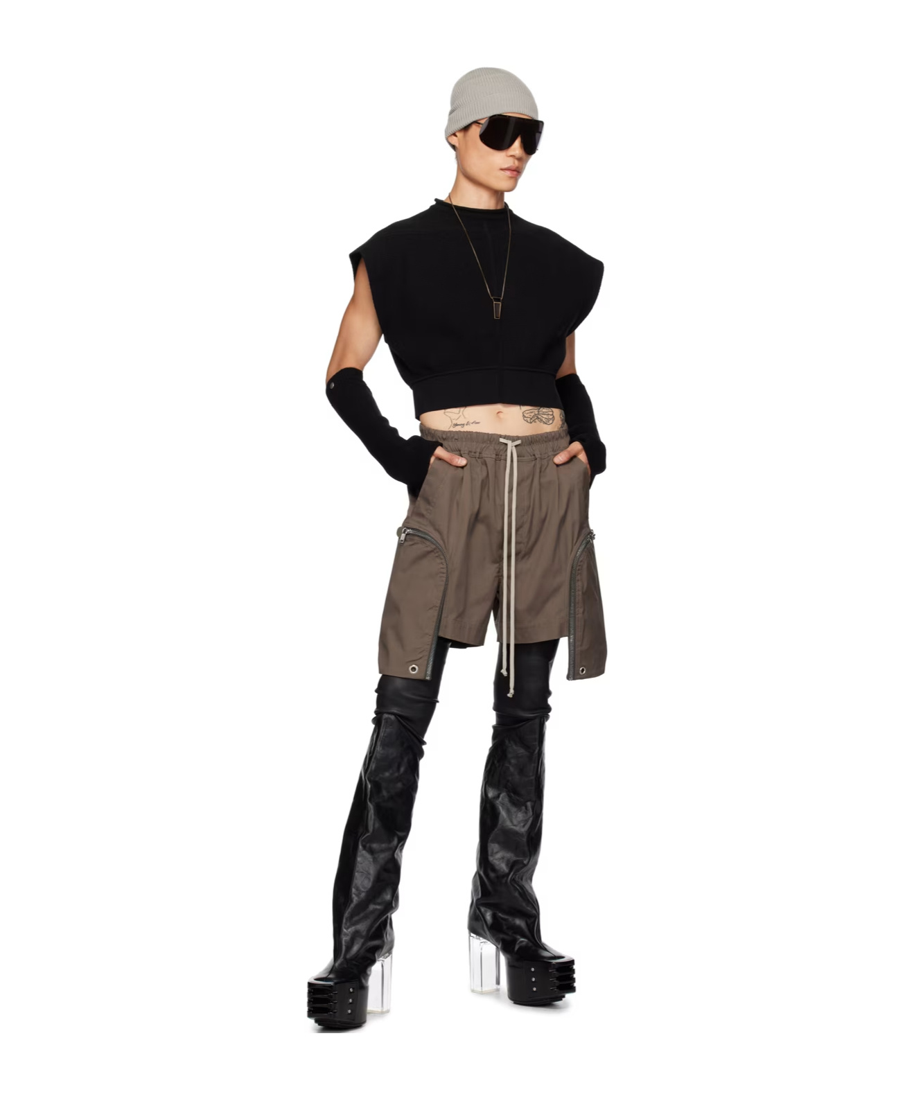Rick Owens Black Cropped Sweater In Black