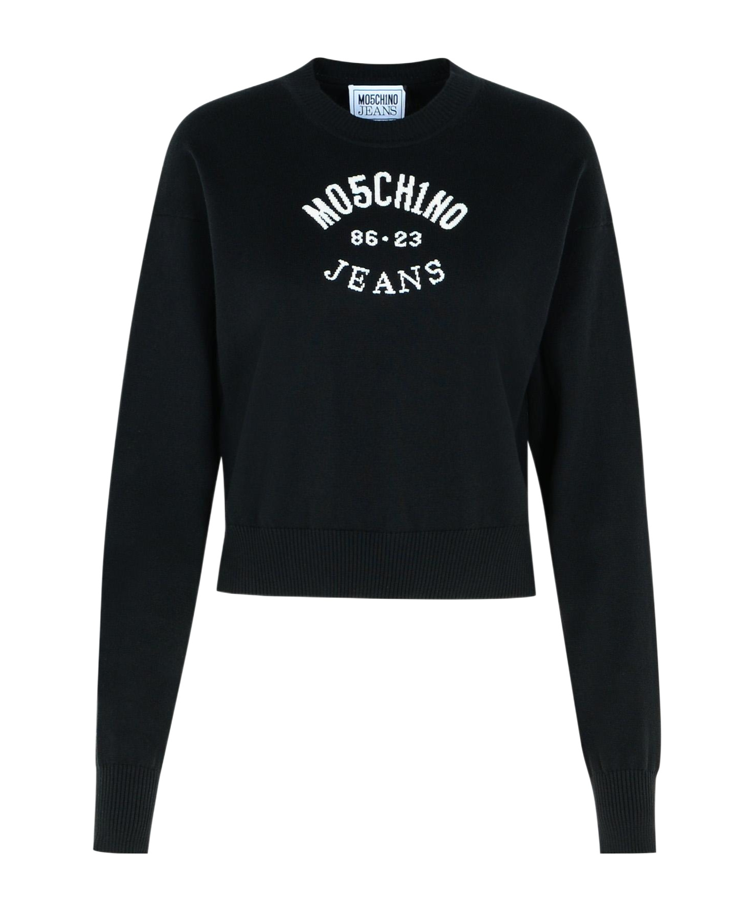 MOSCHINO MOSCHINO JEANS LOGO INTARSIA CREWNECK JUMPER