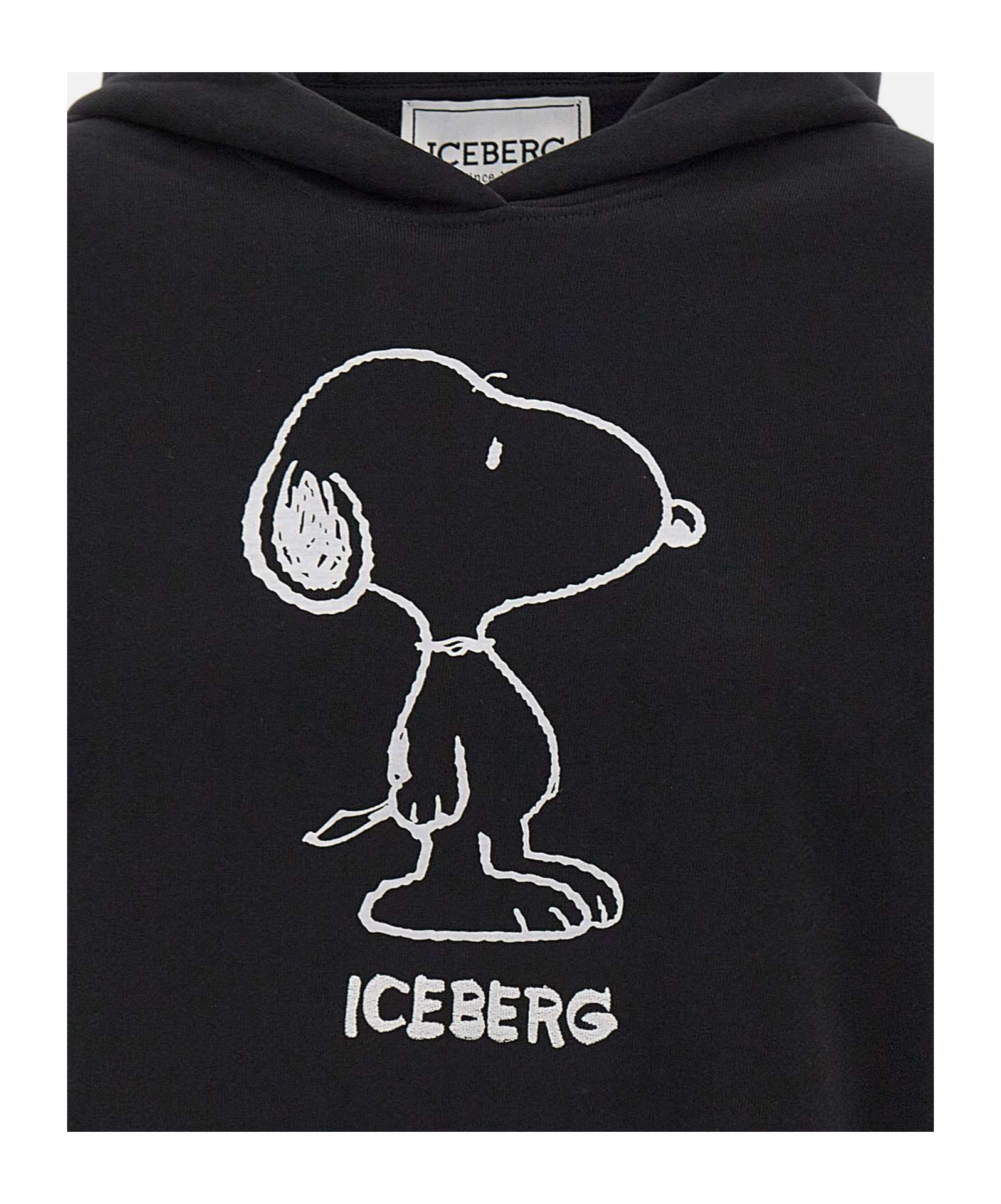 Iceberg Logo Printed Long Sleeved Hoodie In Black