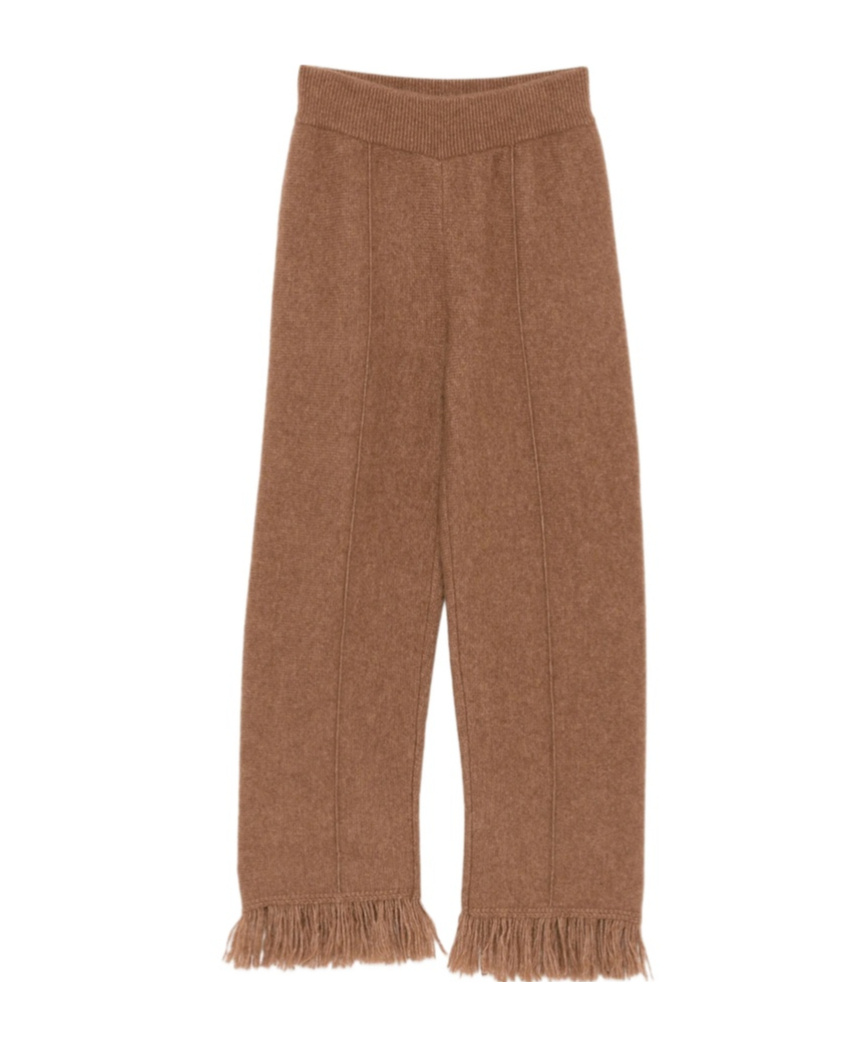 Alanui Fringed Knitted Trousers In Brown