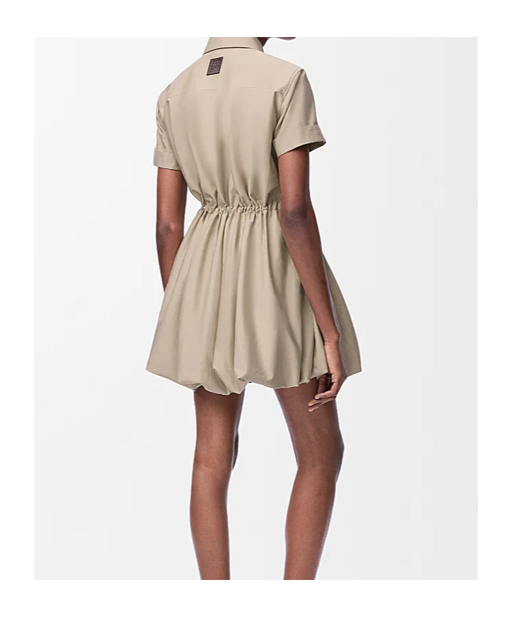 Loewe Tie-waist Mini Shirt Dress In Gray