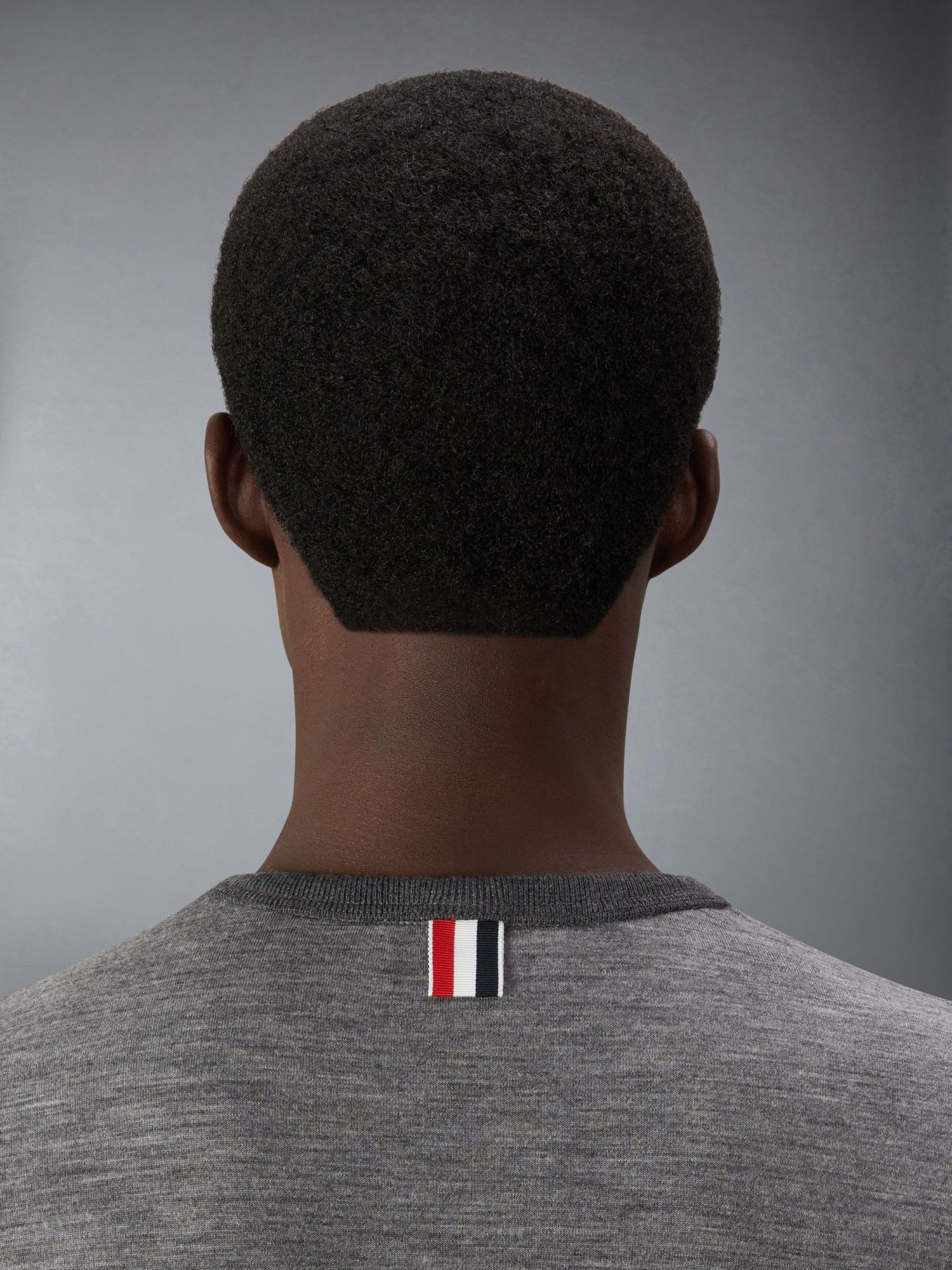 Thom Browne Ringer Stretch Wool T-shirt In Gray