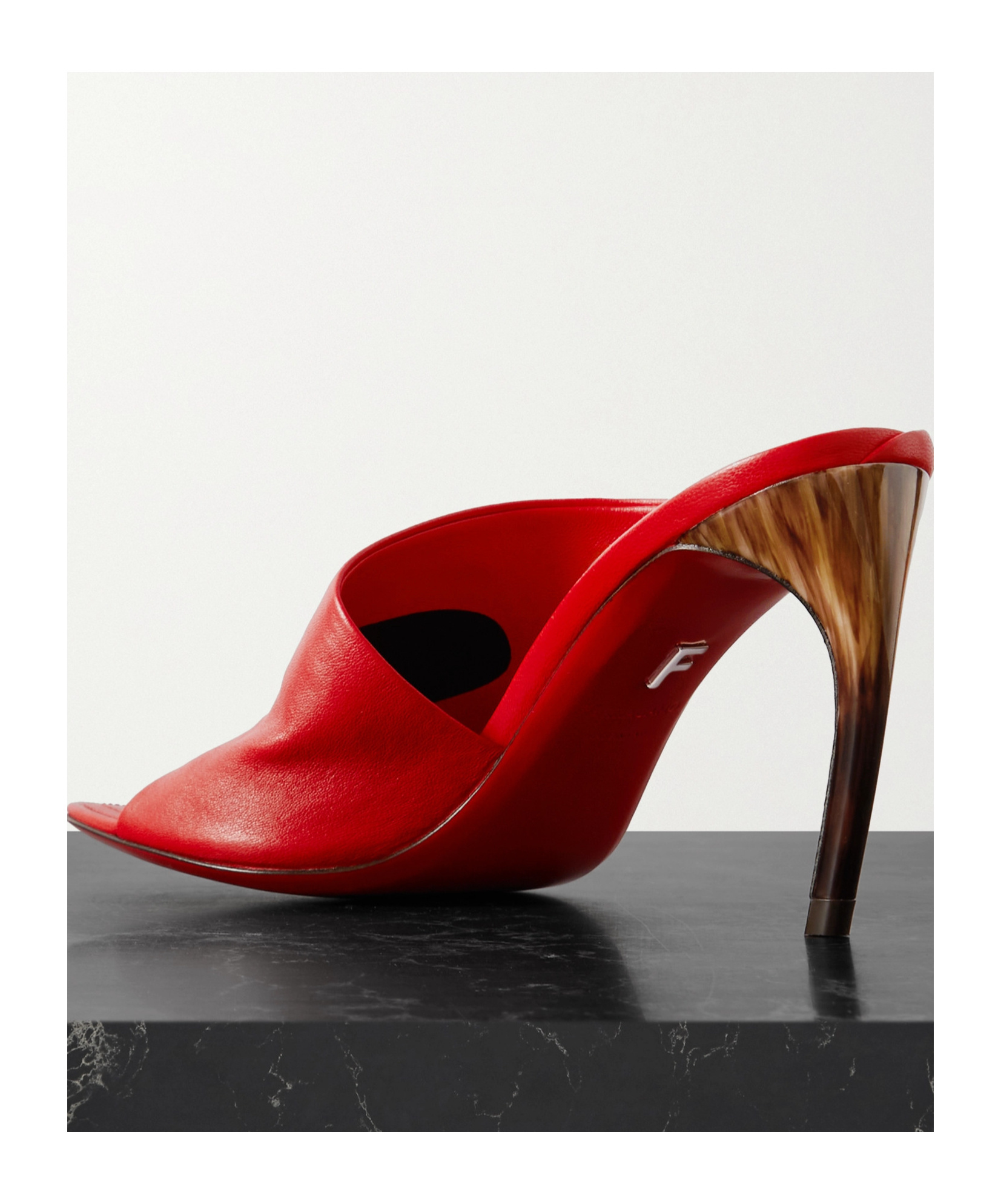 Ferragamo Nymphe Asymmetrical Leather Mule Sandals In Red