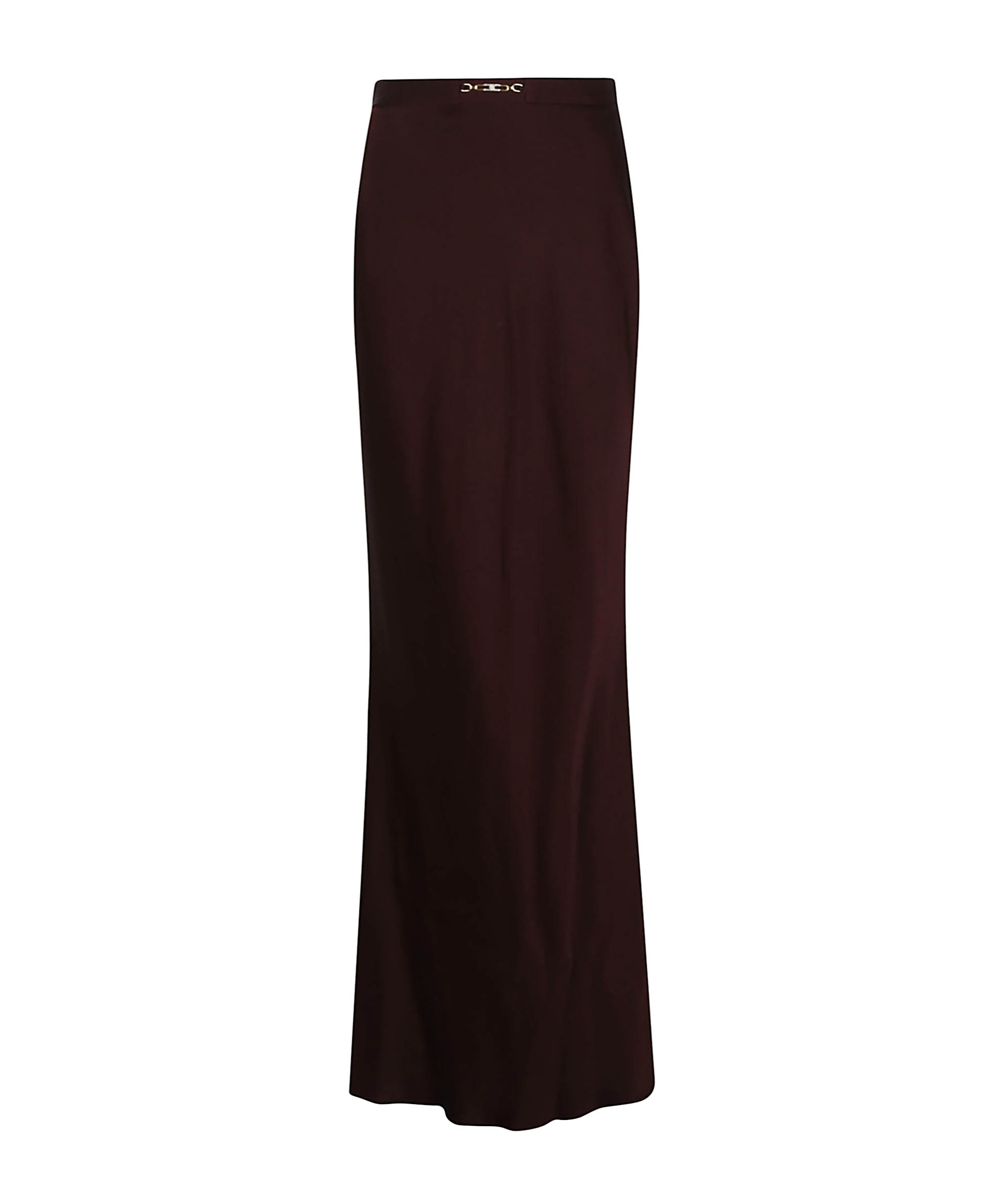 Elisabetta Franchi Long Skirt With High Waist And Metal Detail In Burgundy