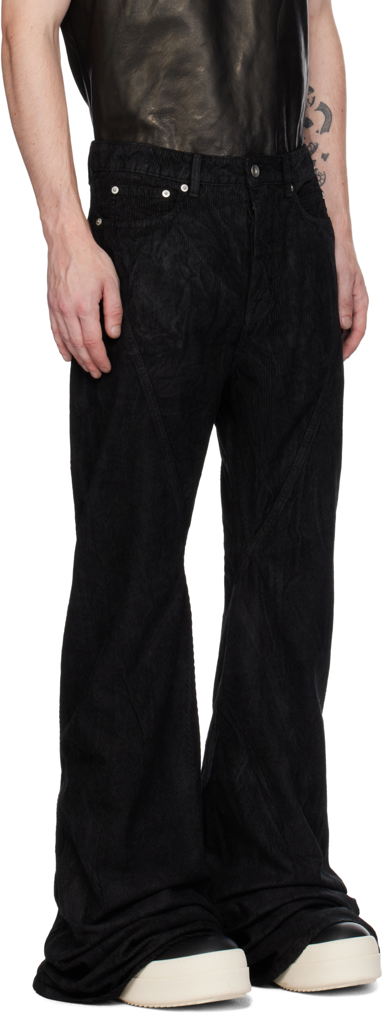 Rick Owens Drkshdw Black Porterville Bolan Bootcut Trousers In Black