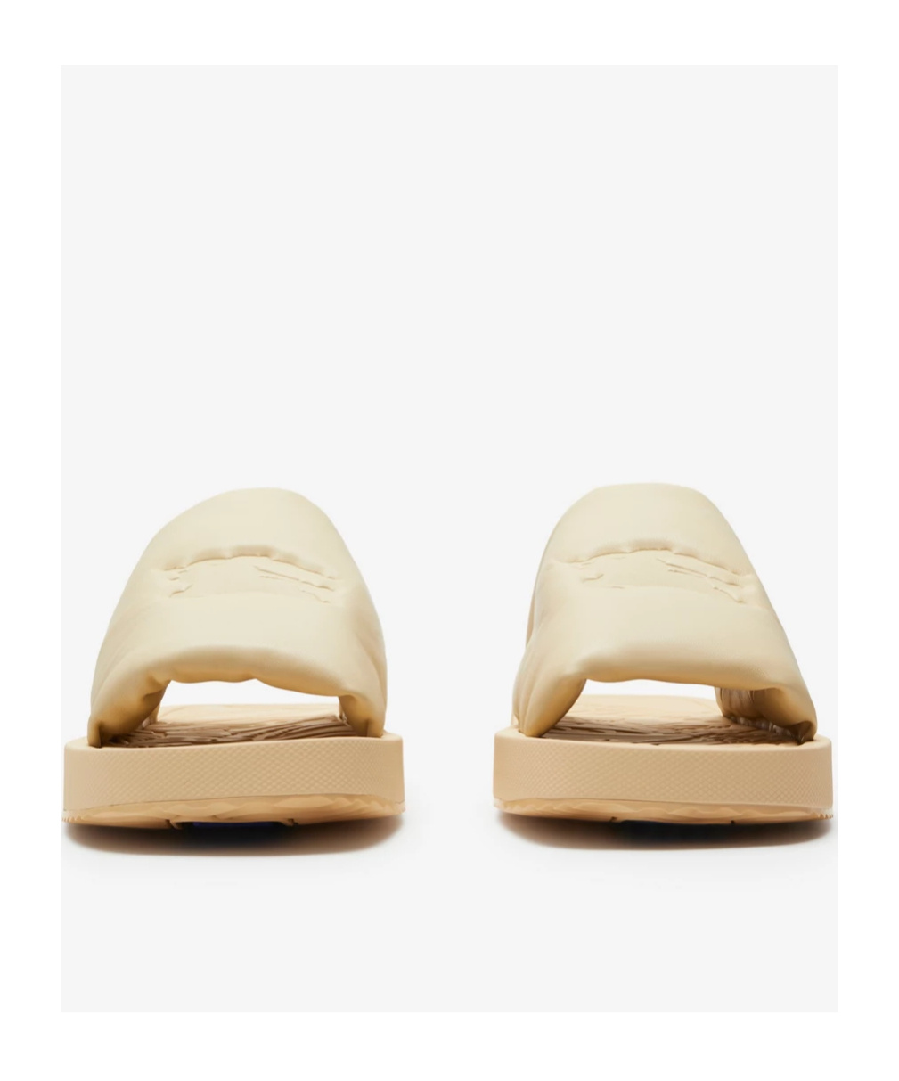 Burberry Ekd Slab Leather Slides In Nude