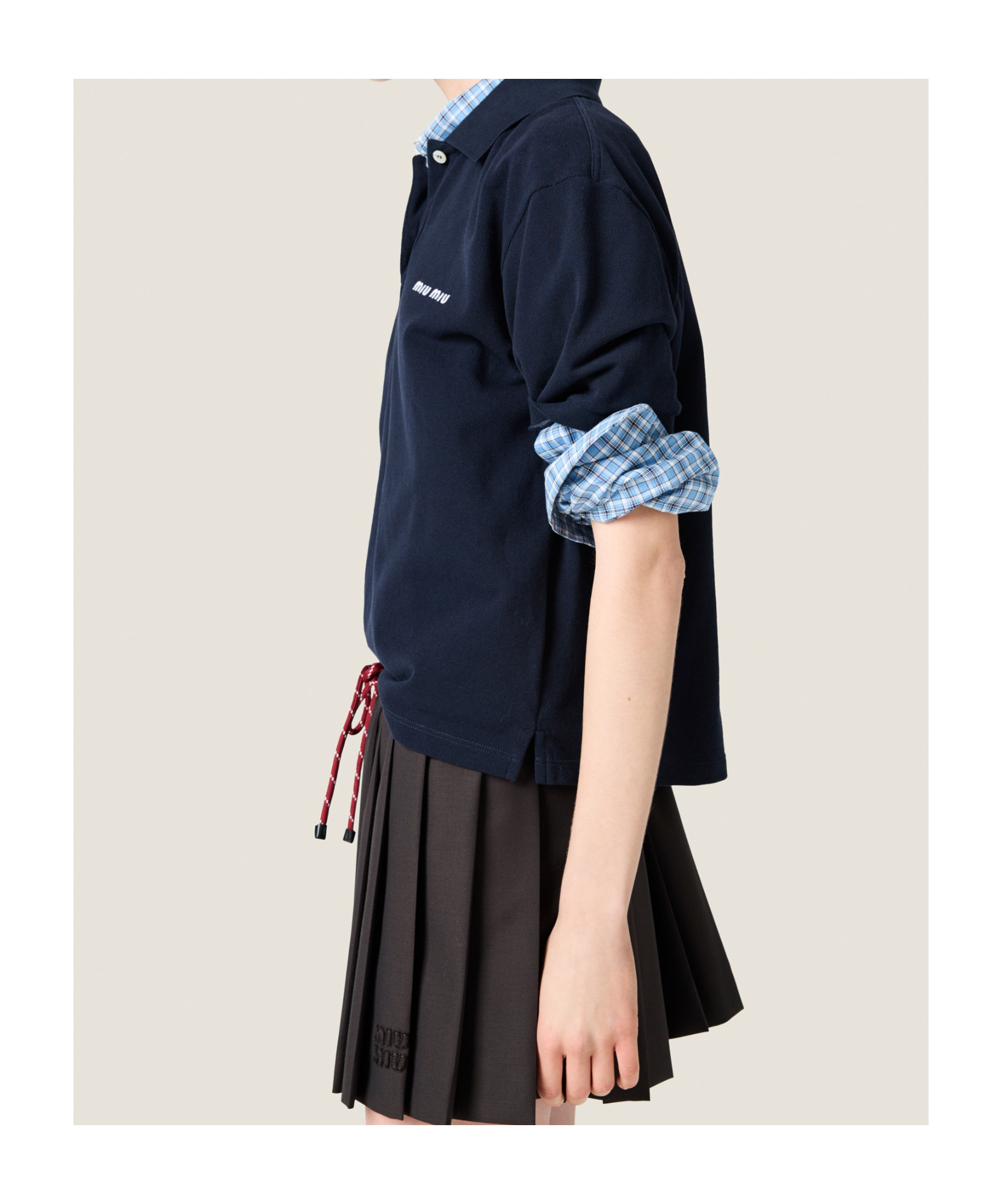 Miu Miu Drawstring Pleated Mini Skirt In Black