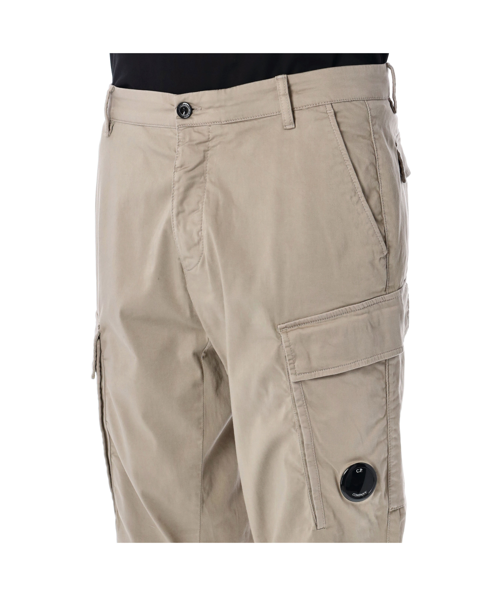 C.p. Company Sateen Stretch Cargo Lens Pants In Nude