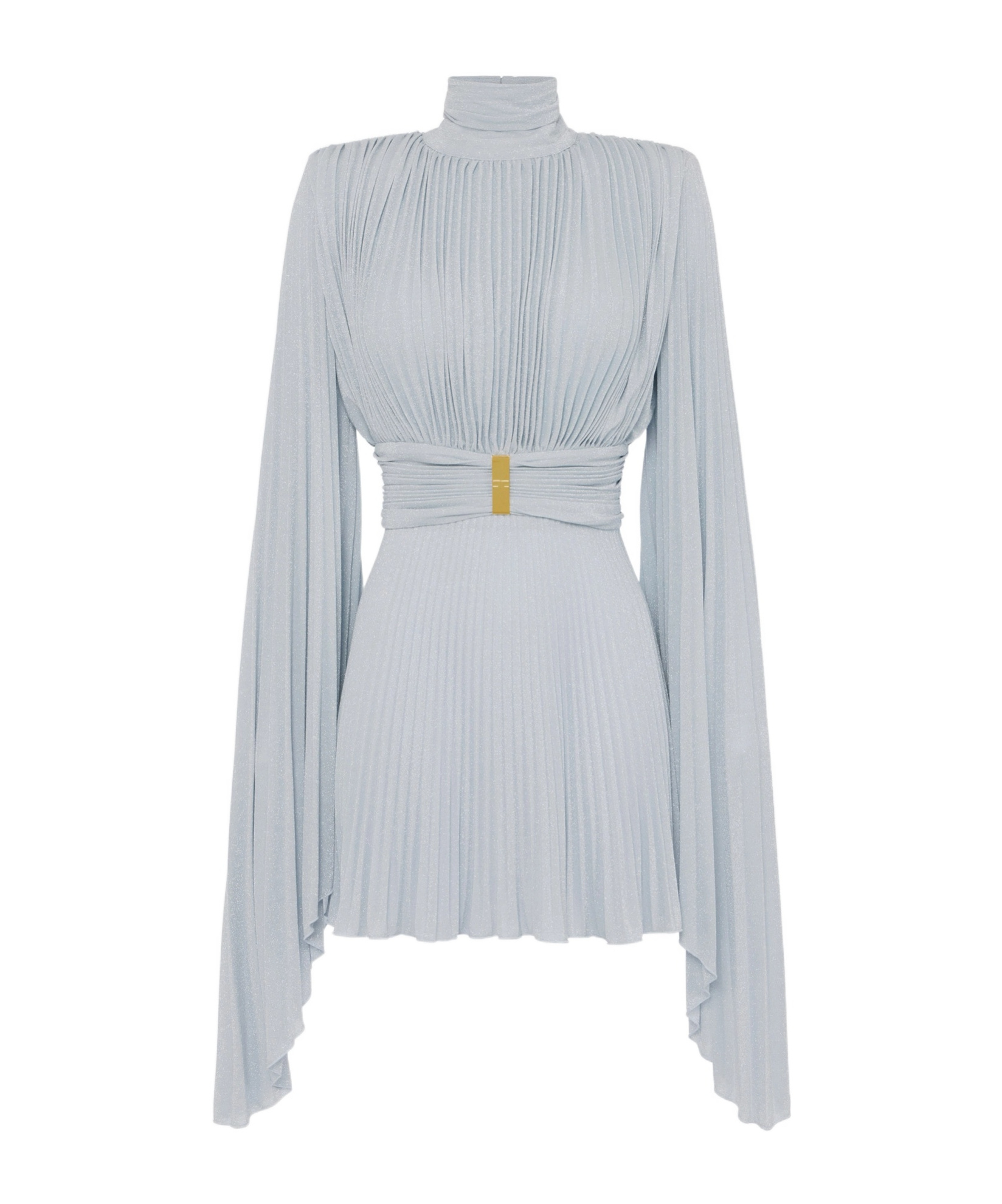 Elisabetta Franchi Soft Pleated Evening Dress In Sky-blue