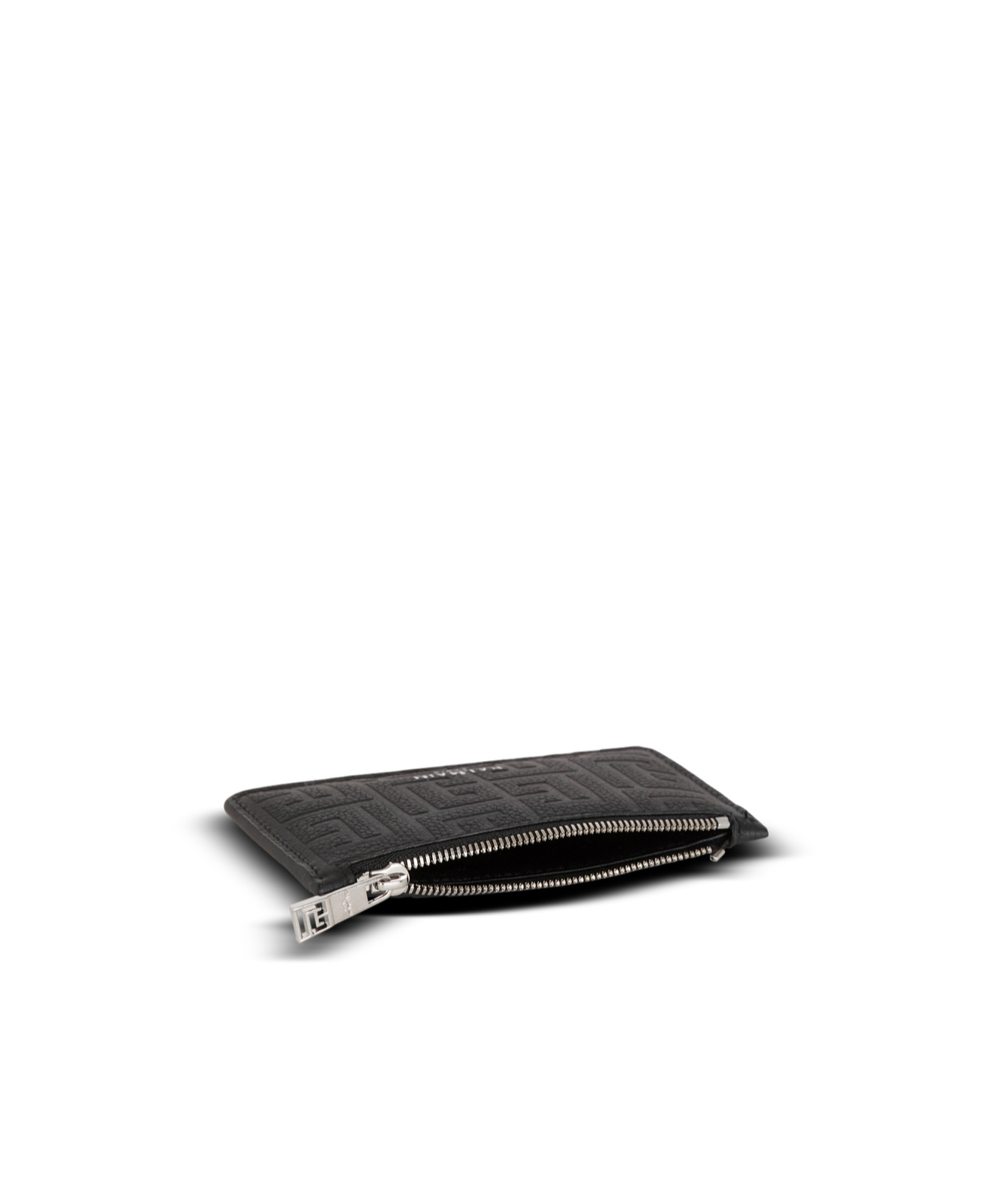 Balmain Monogram-embossed Leather Cardholder In Black