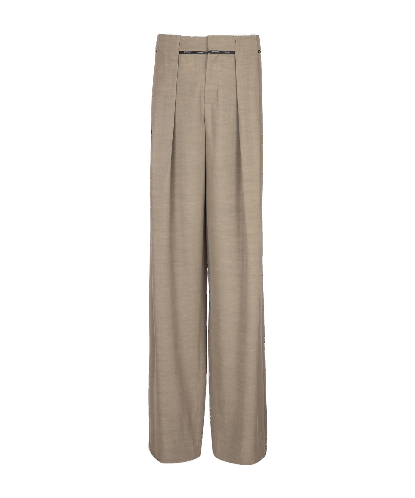Balmain Men's Taupe Cupro Pleated Pants In Nude