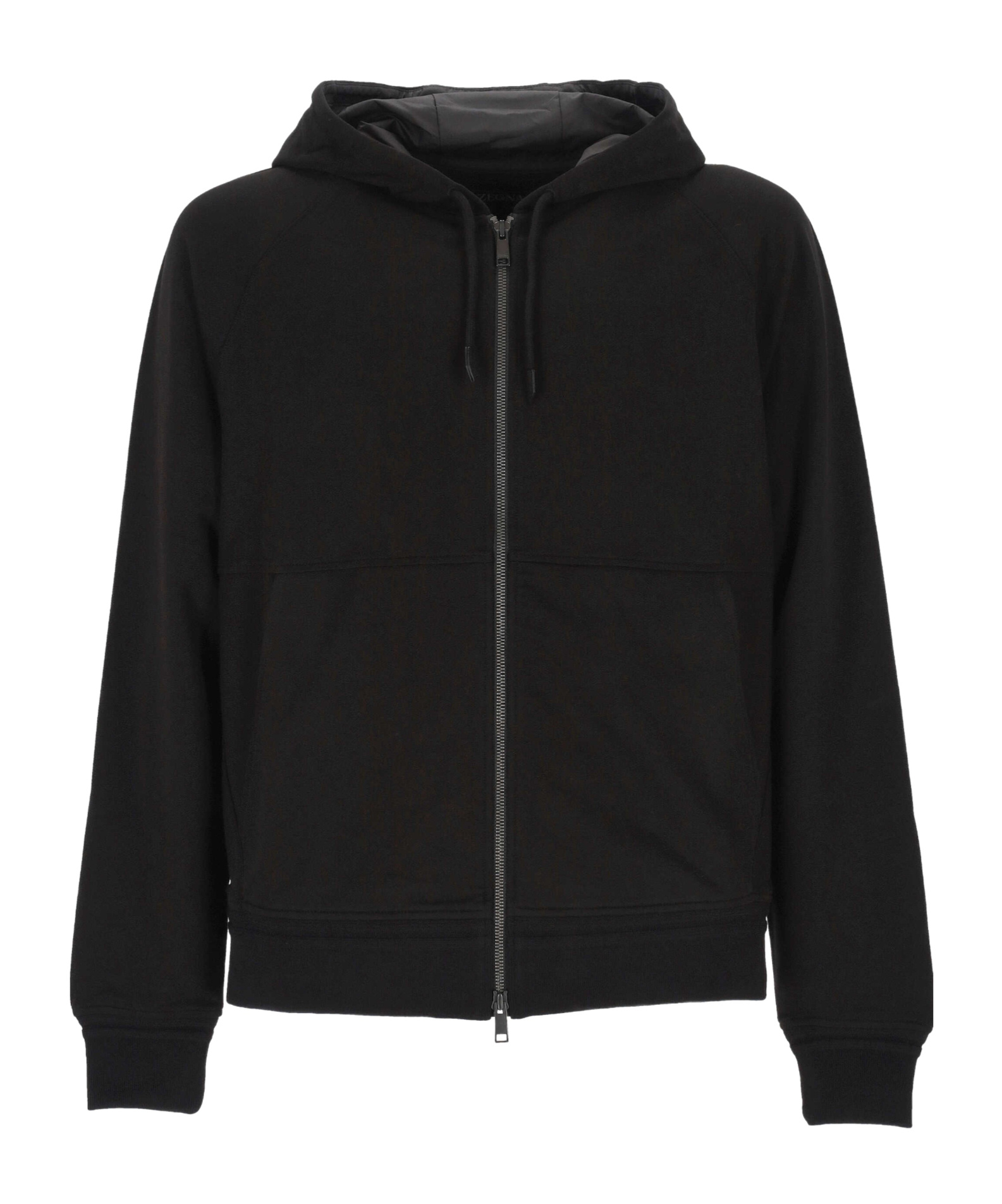 Zegna Drawstring Hooded Sweatshirt In Black