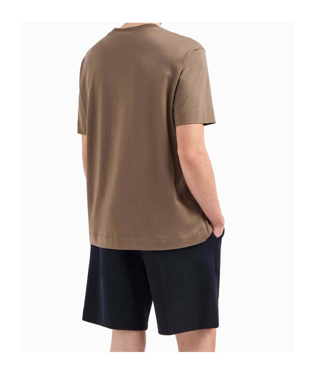 Emporio Armani Jersey T-shirt With Rubberised Logo Print In Brown