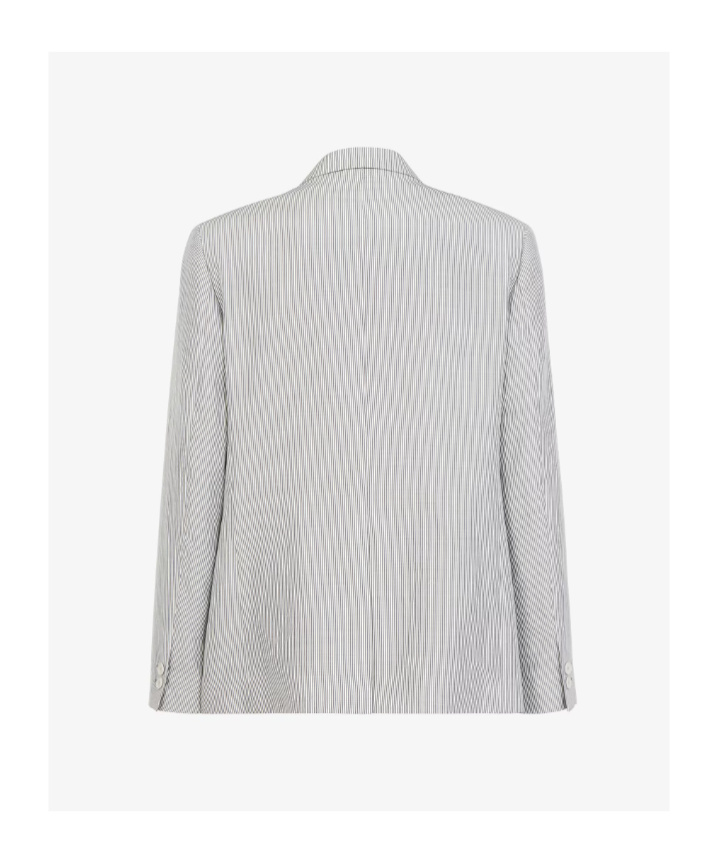 Fendi Sigle-breasted Striped Blazer In White