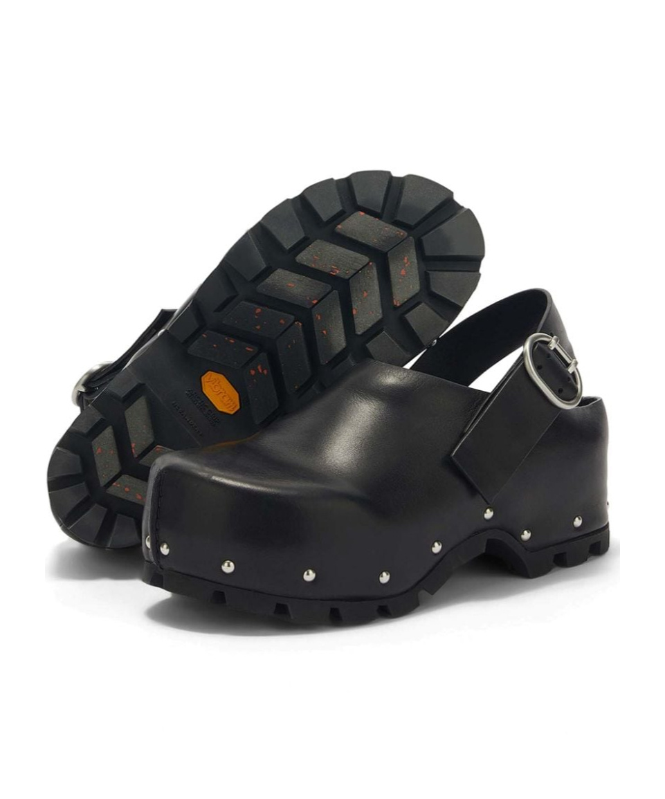 Jil Sander Stud-embellished Leather Clogs In Black