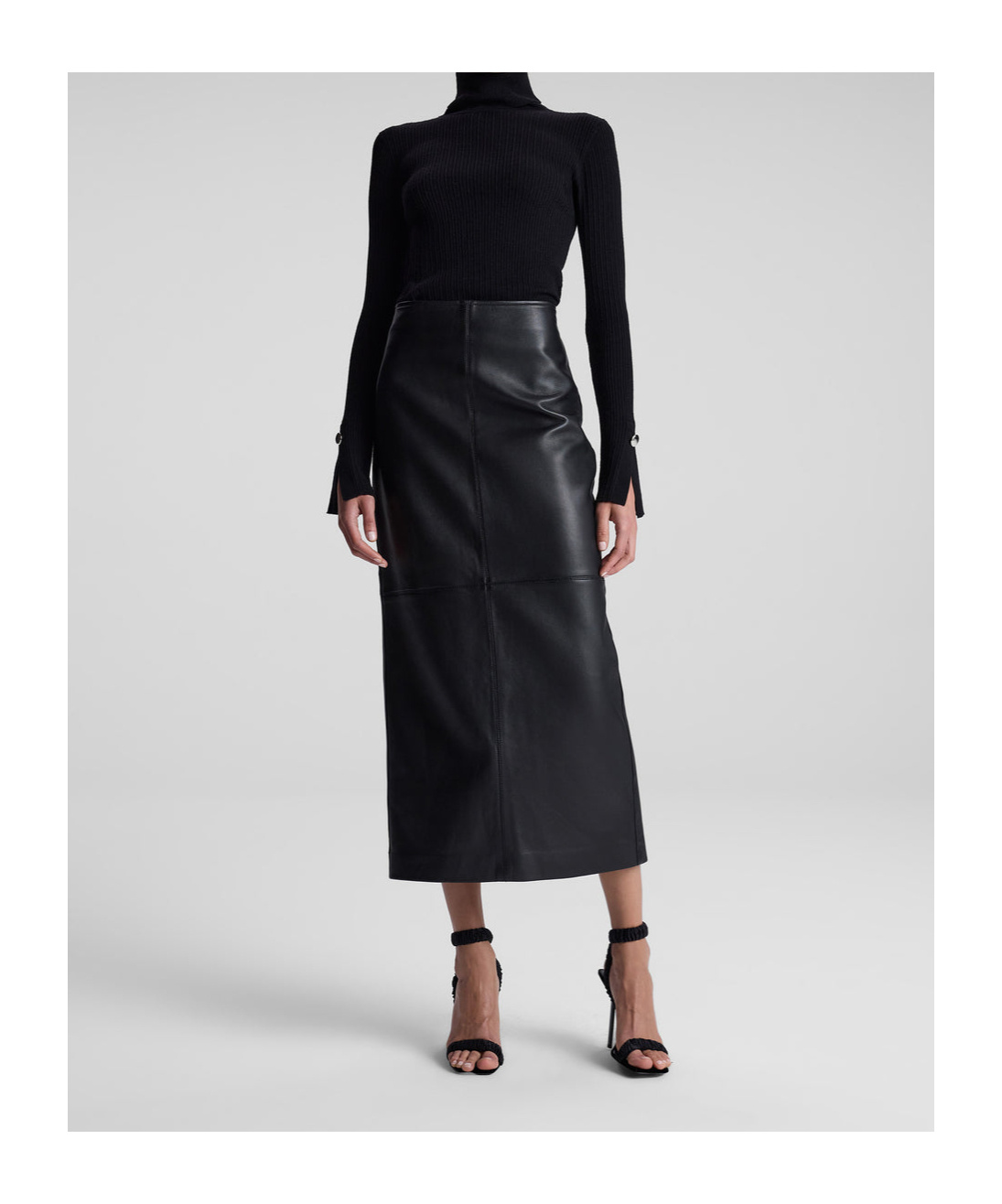 A.l.c A. L.c. Marta Leather Midi Skirt In Black
