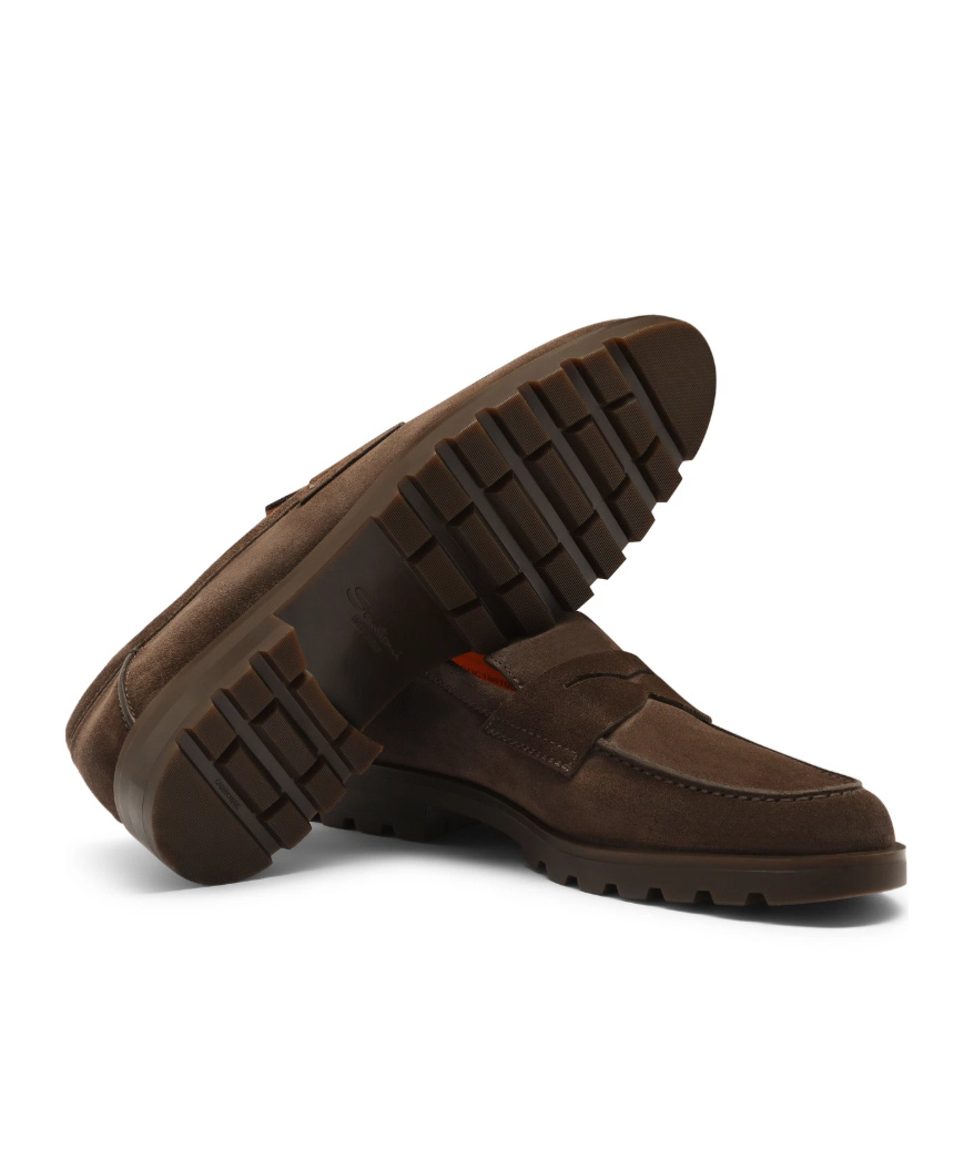 Santoni Men's Rock Suede Lug Sole Penny Loafers