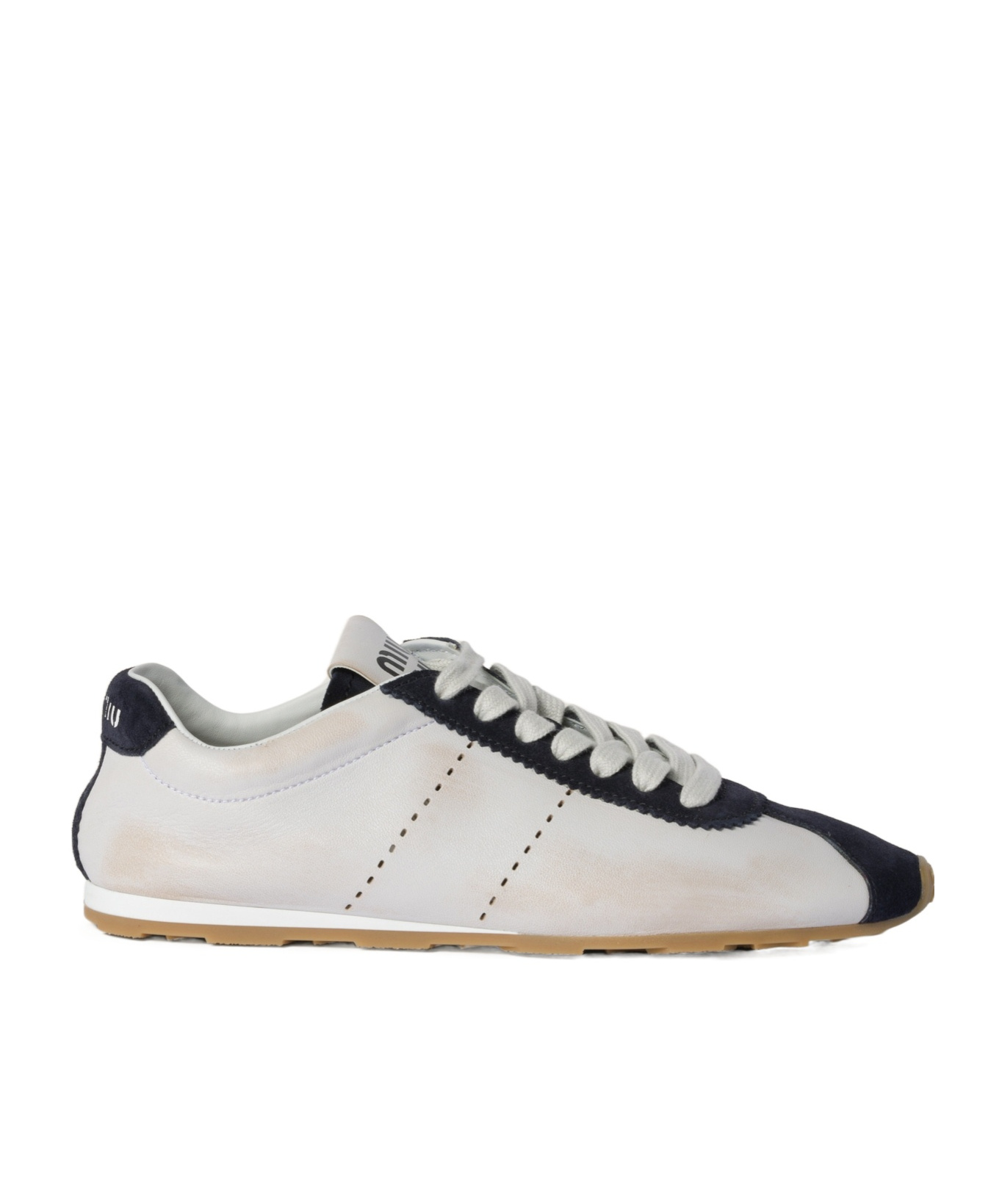 Shop Miu Miu Plume Nappa Leather And Suede Sneakers In White