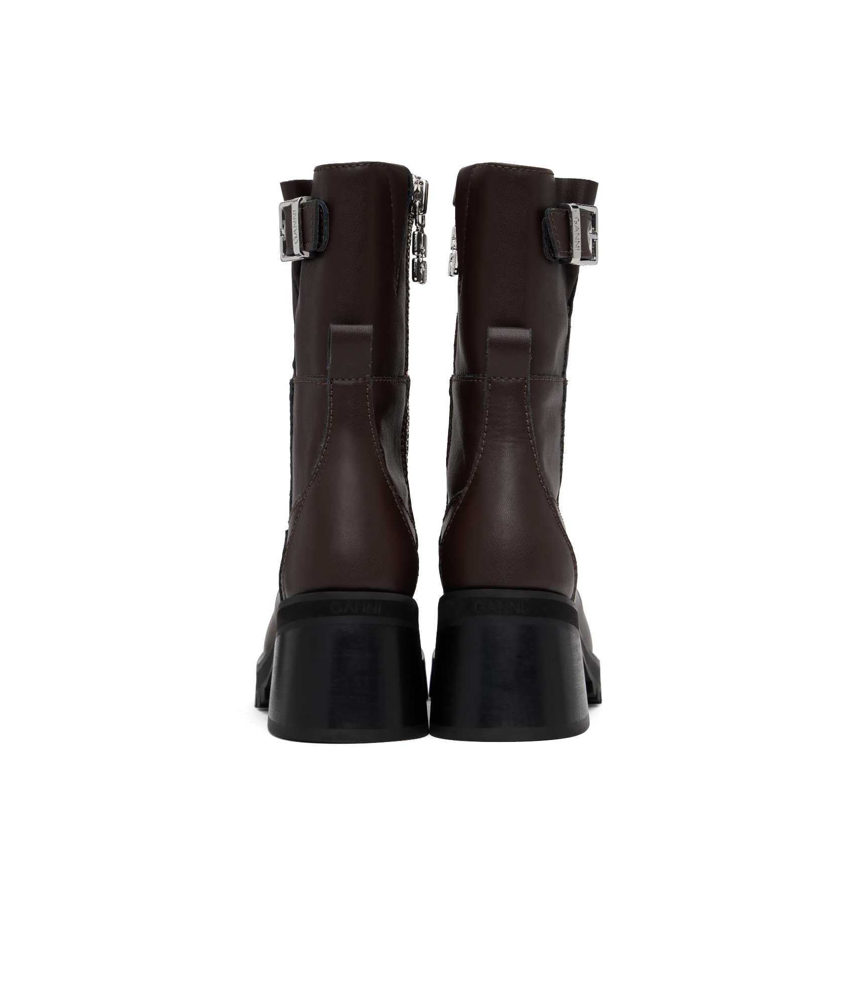 Ganni 70mm Zip-up Boots In Black