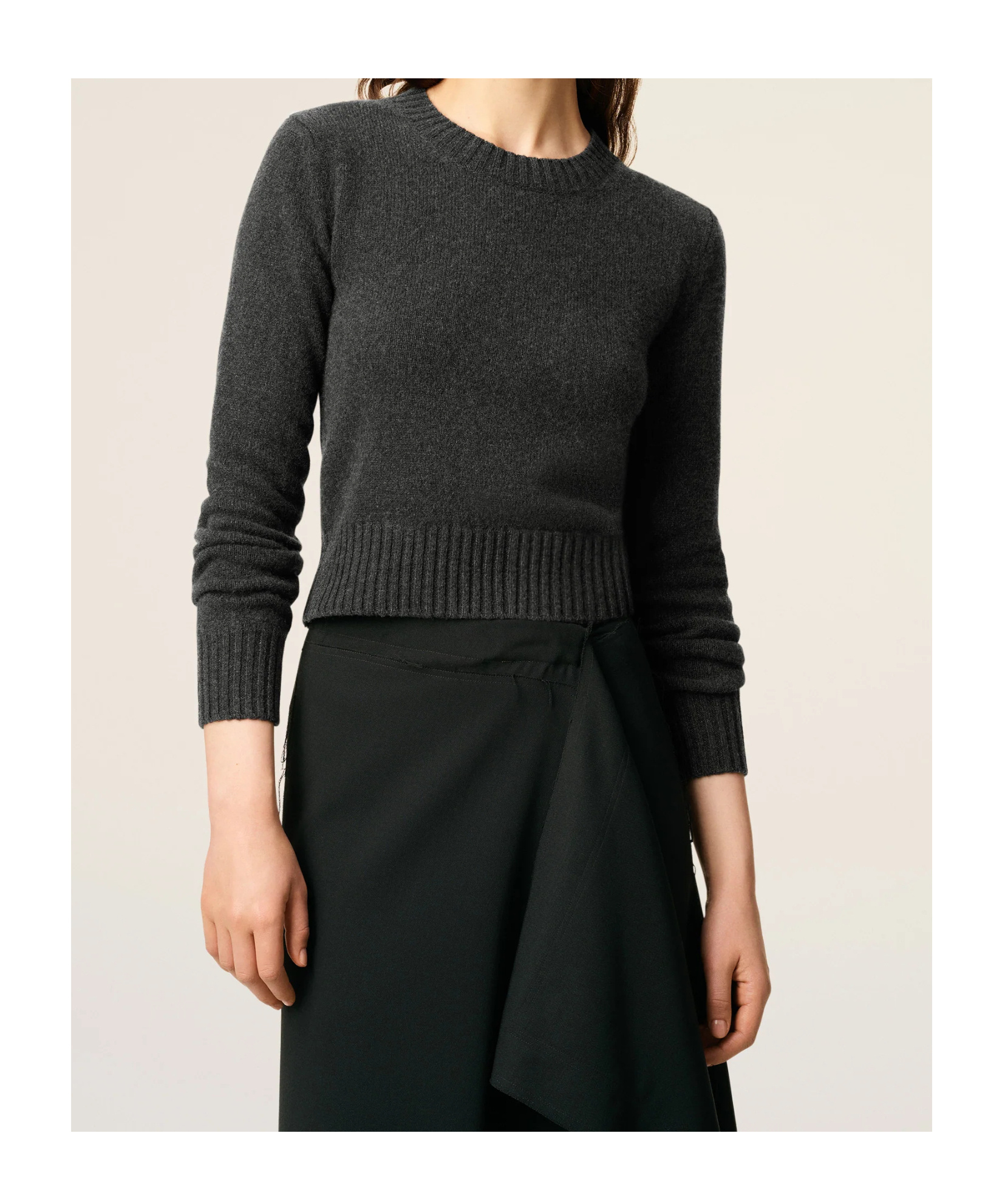Ami Alexandre Mattiussi Black Cashmere Ami De Coeur Crewneck Sweater Grey In Black