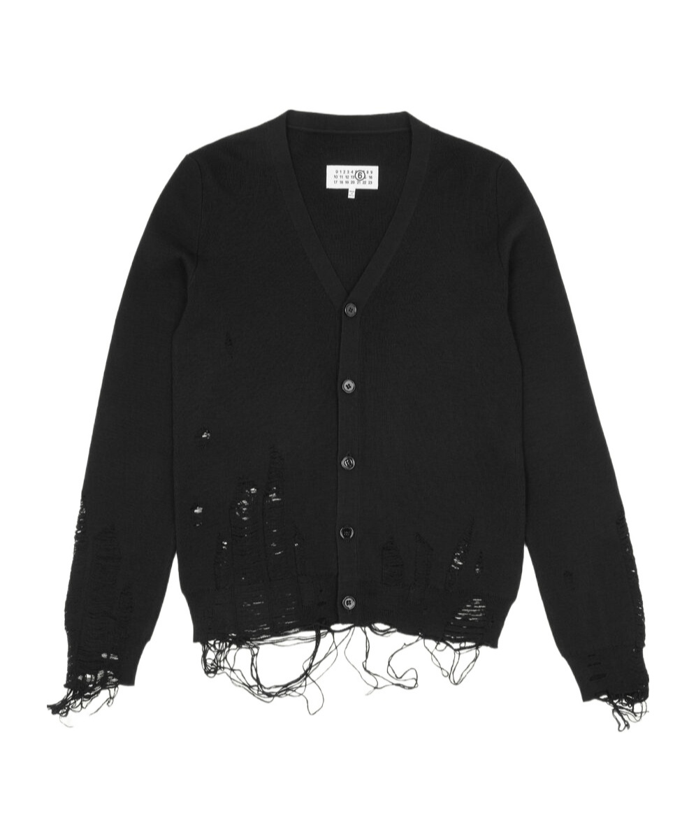 Mm6 Maison Margiela Distressed Cardigan In Black