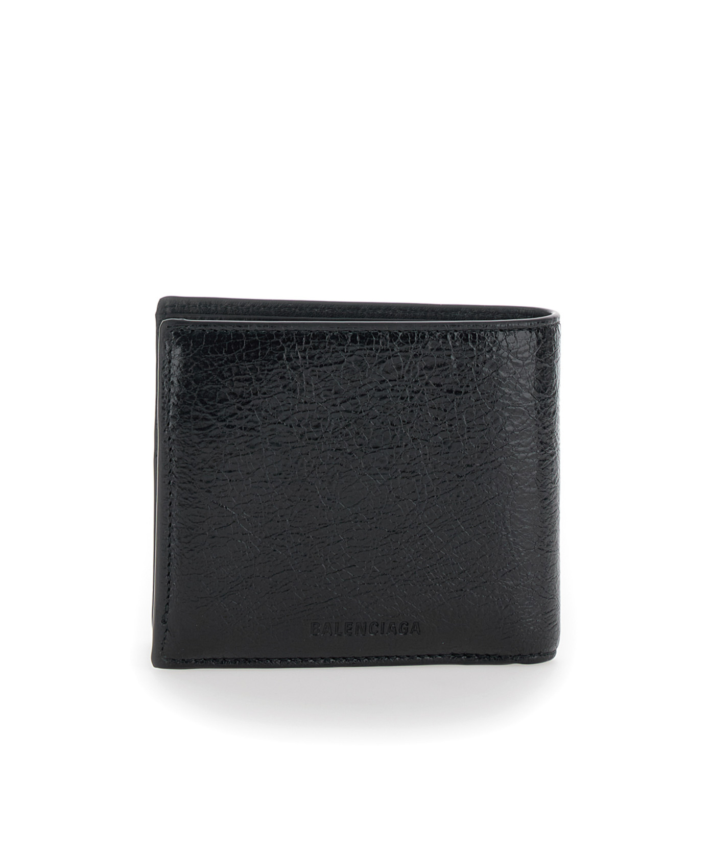 Balenciaga Bi-fold Leather Wallet In Black