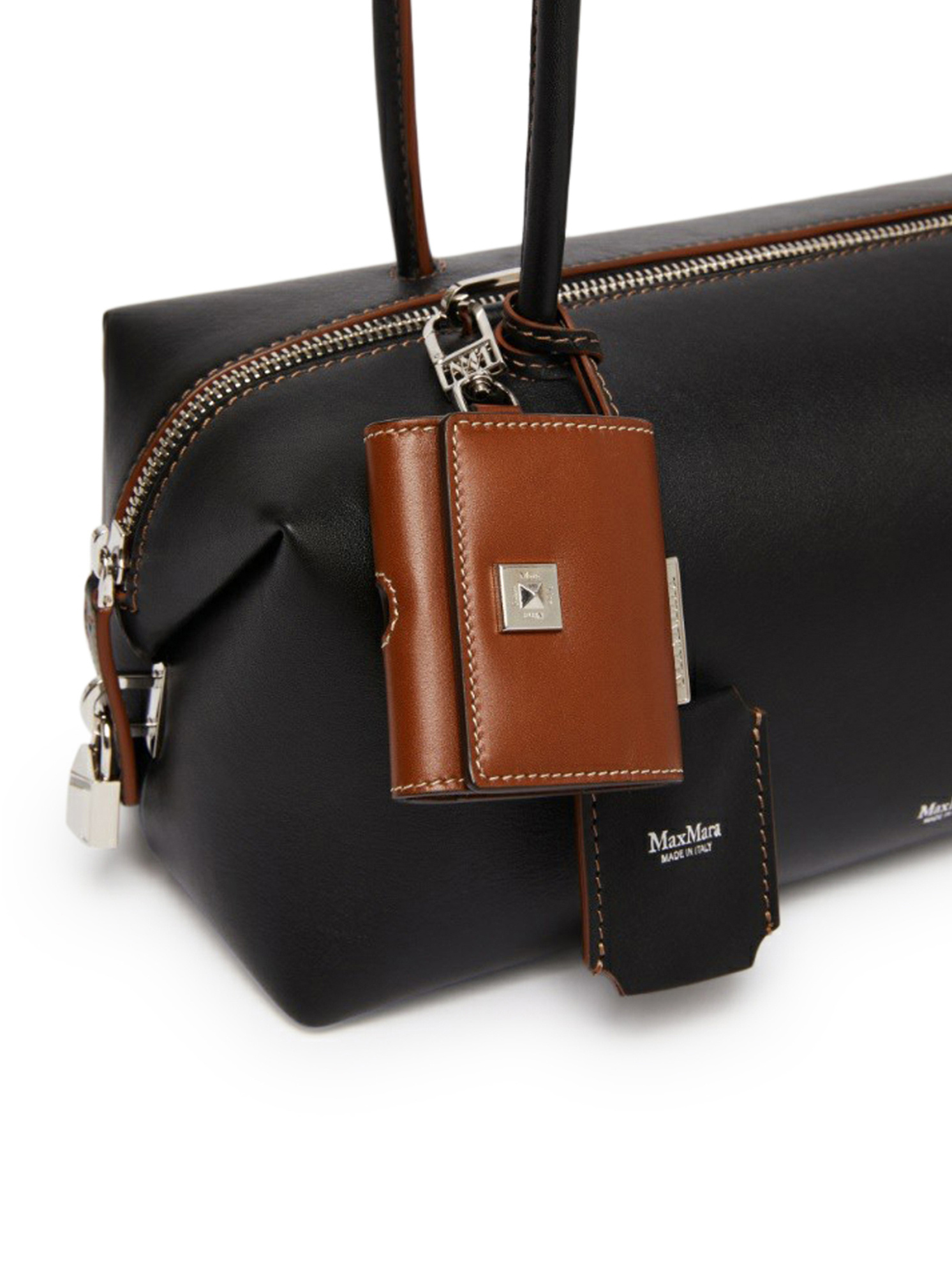 Max Mara Maxmara Women Holdallstring - Natural Leather Satchel In Black