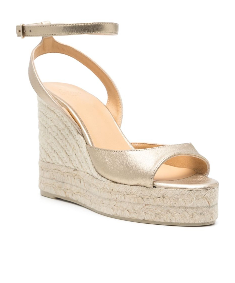 Castaã±er Round-toe Wedge Sandals In Brown