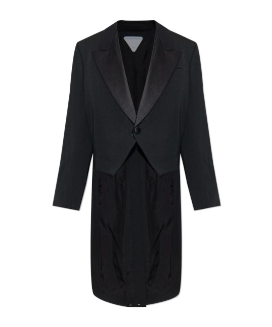 Bottega Veneta Regular Fit Grain De Poudre Tailcoat In Black
