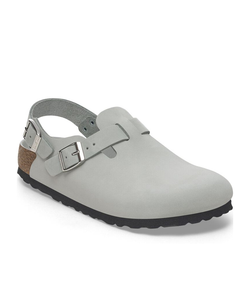 Birkenstock 'tokio' Light Blue Mules With Buckles On The Front And Back In Gray