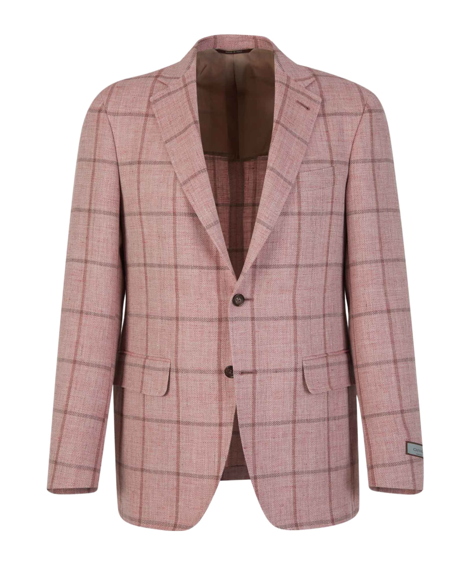 Canali Checked Blazer In Nude