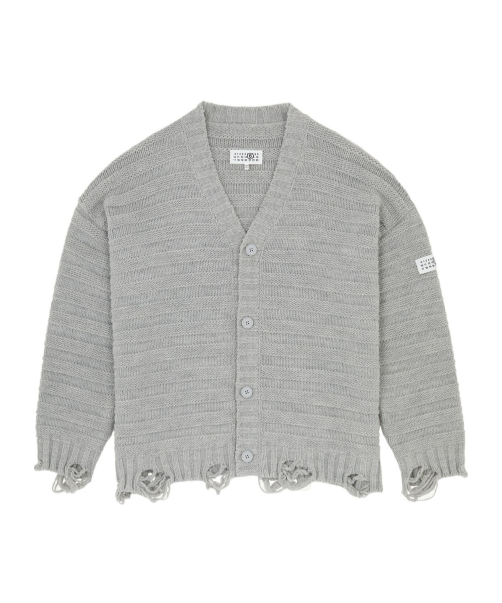 Mm6 Maison Margiela Mm6 By Maison Margiela Textured Ribbed Grey Sweater With Button-down Front In Gray