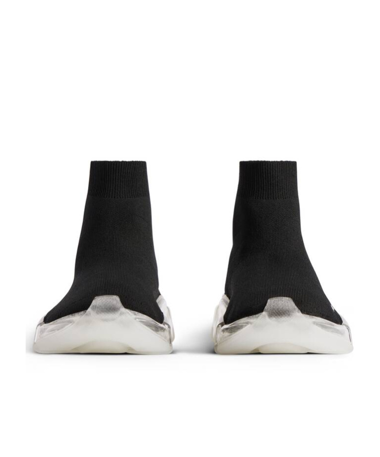 Balenciaga Women's Speed 2.0 Full Clear Sole Recycled Knit Sneaker In Black In Black