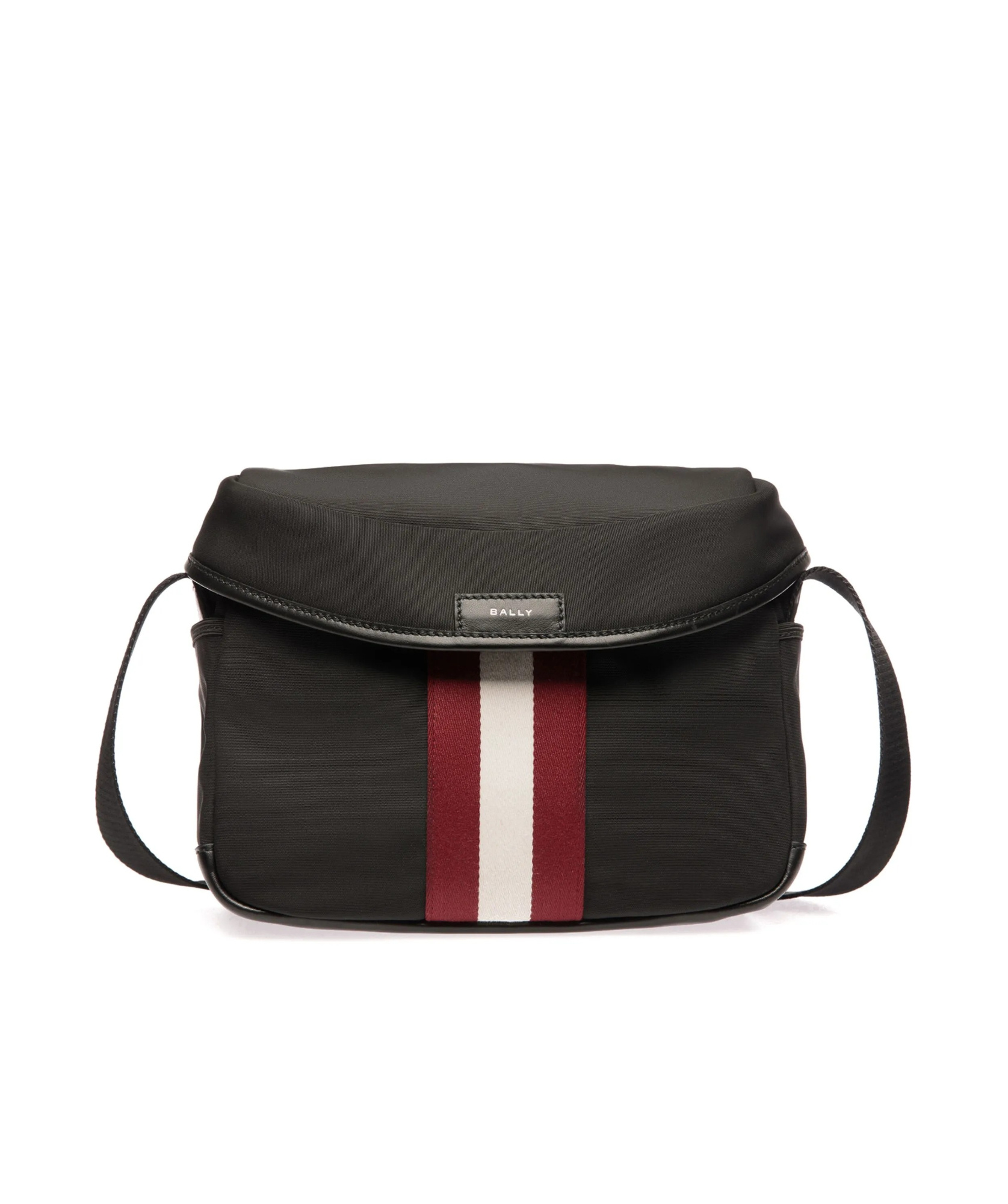 Bally Stripe-detail Canvas Messenger Bag In Black