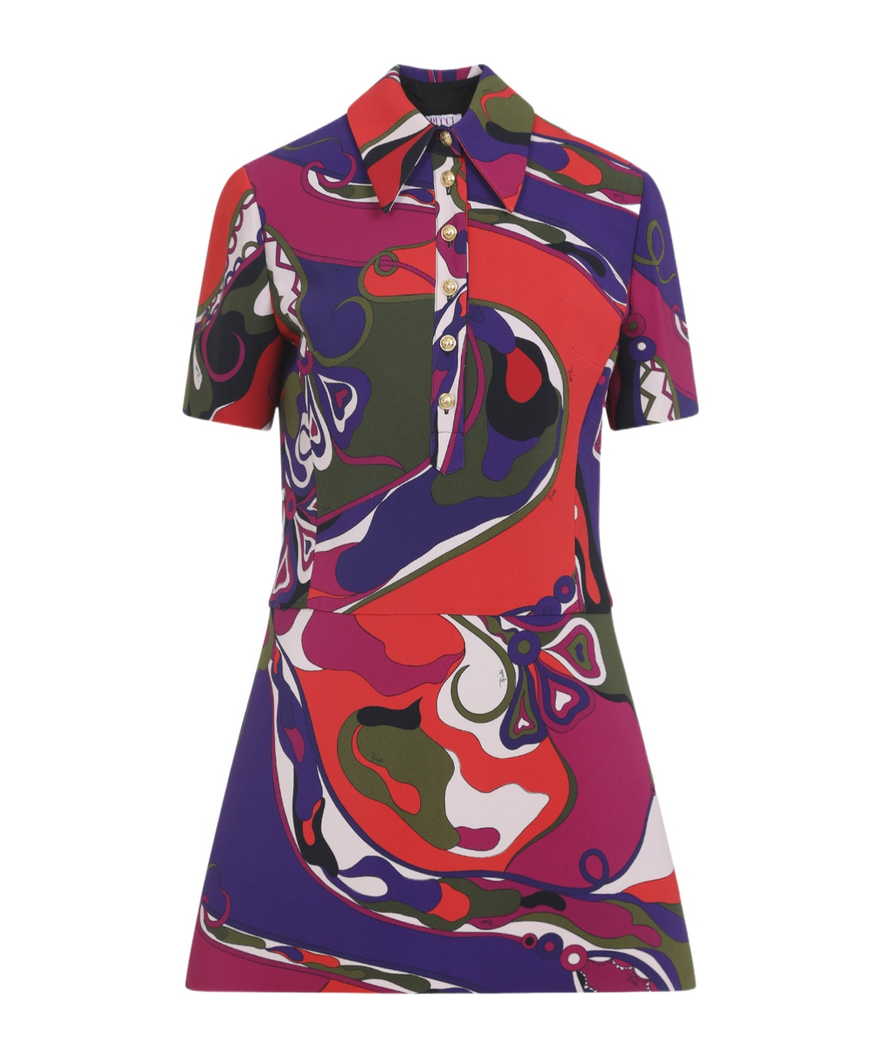 Pucci Fitted Waist Mini Dress With Button Accents In Multi