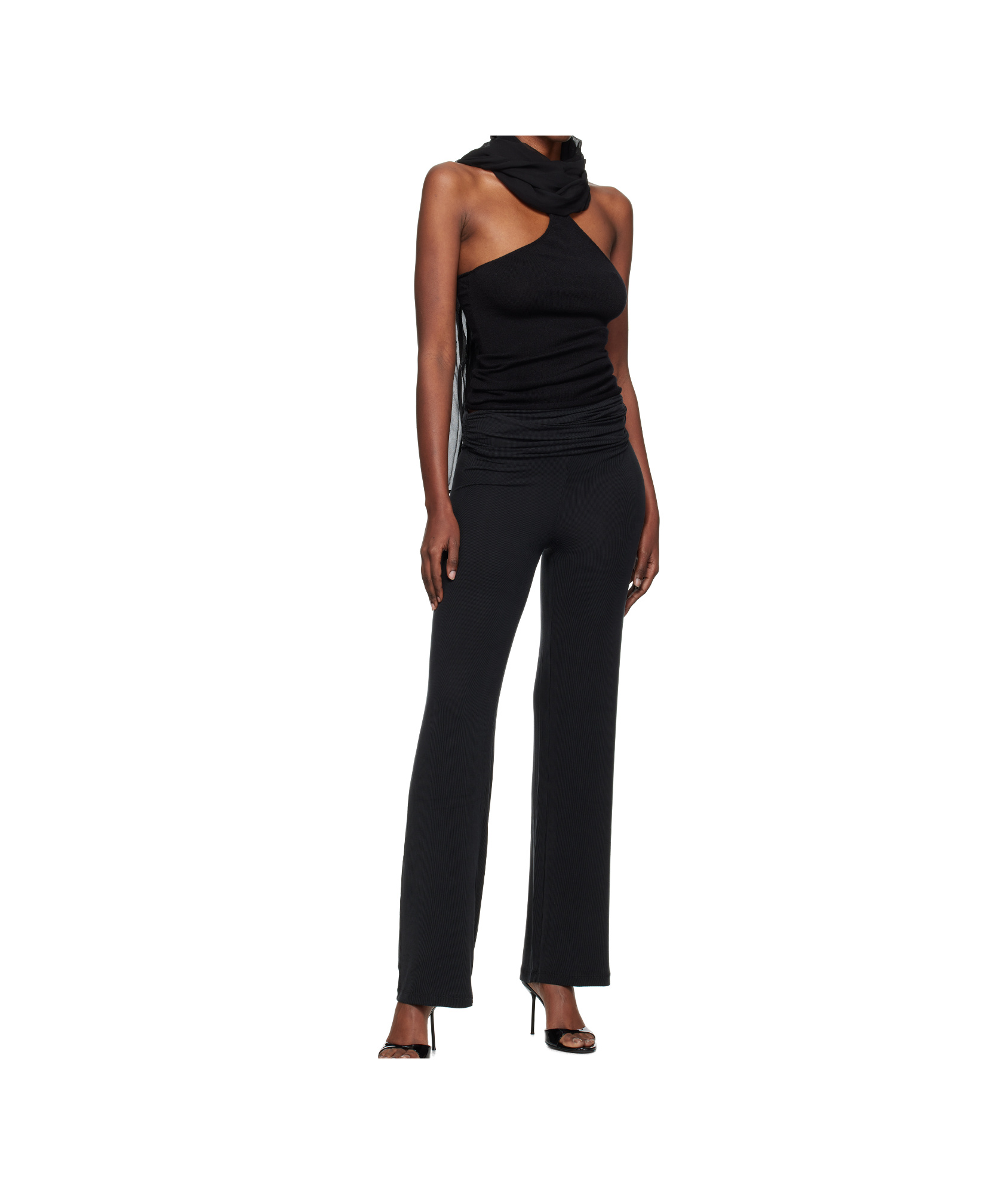 Aya Muse Ruched Fold Over Pants Clothing In Black