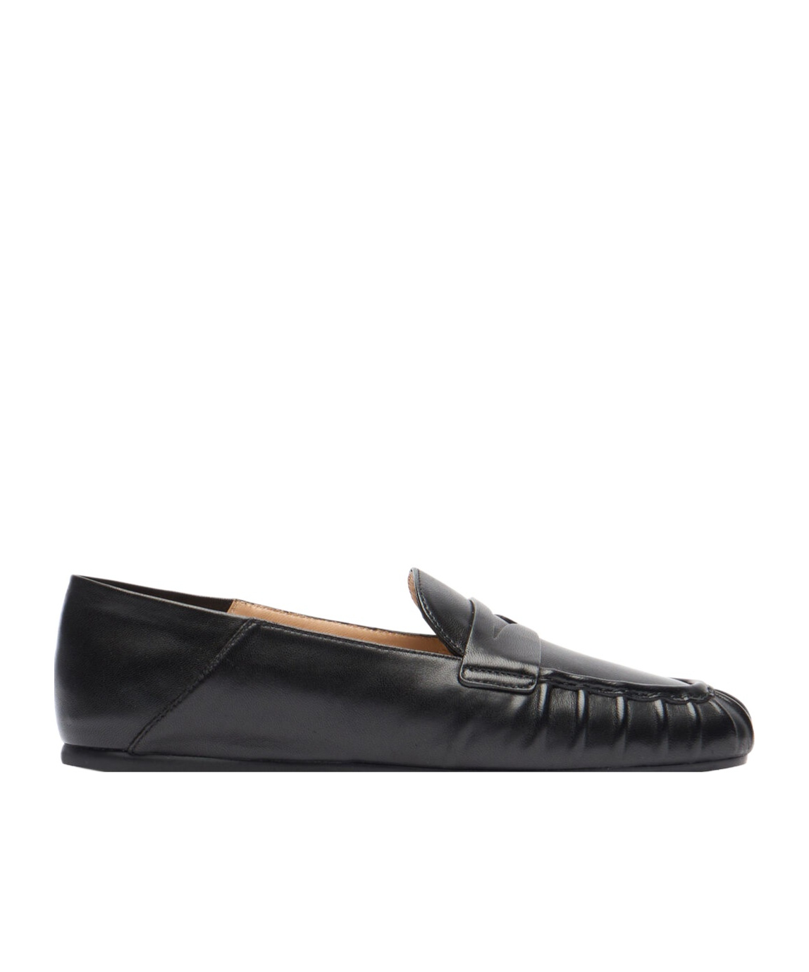 Stuart Weitzman Almond Toe Leather Loafer With Textured Detailing
