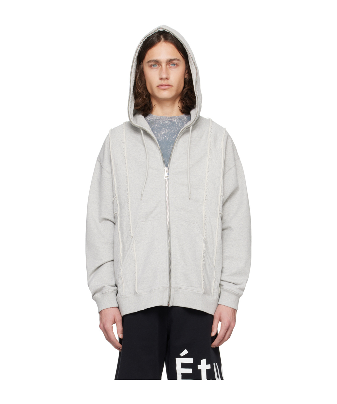 Etudes Studio Hooded Skyline Heather Grey Sweaters In White