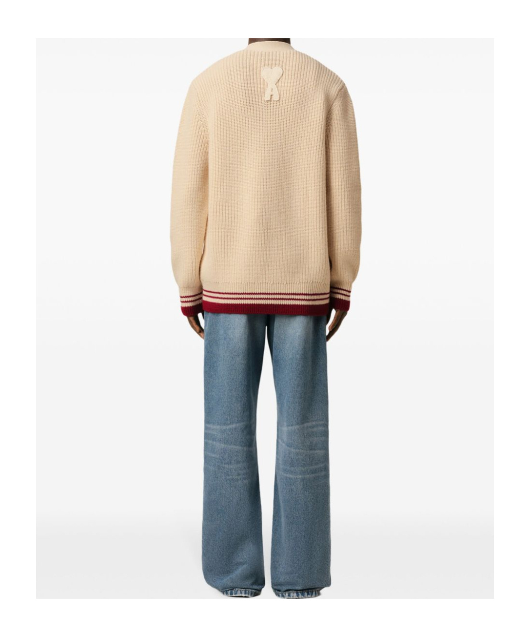 Shop Ami Alexandre Mattiussi Ribbed Wool Cardigan In Nude