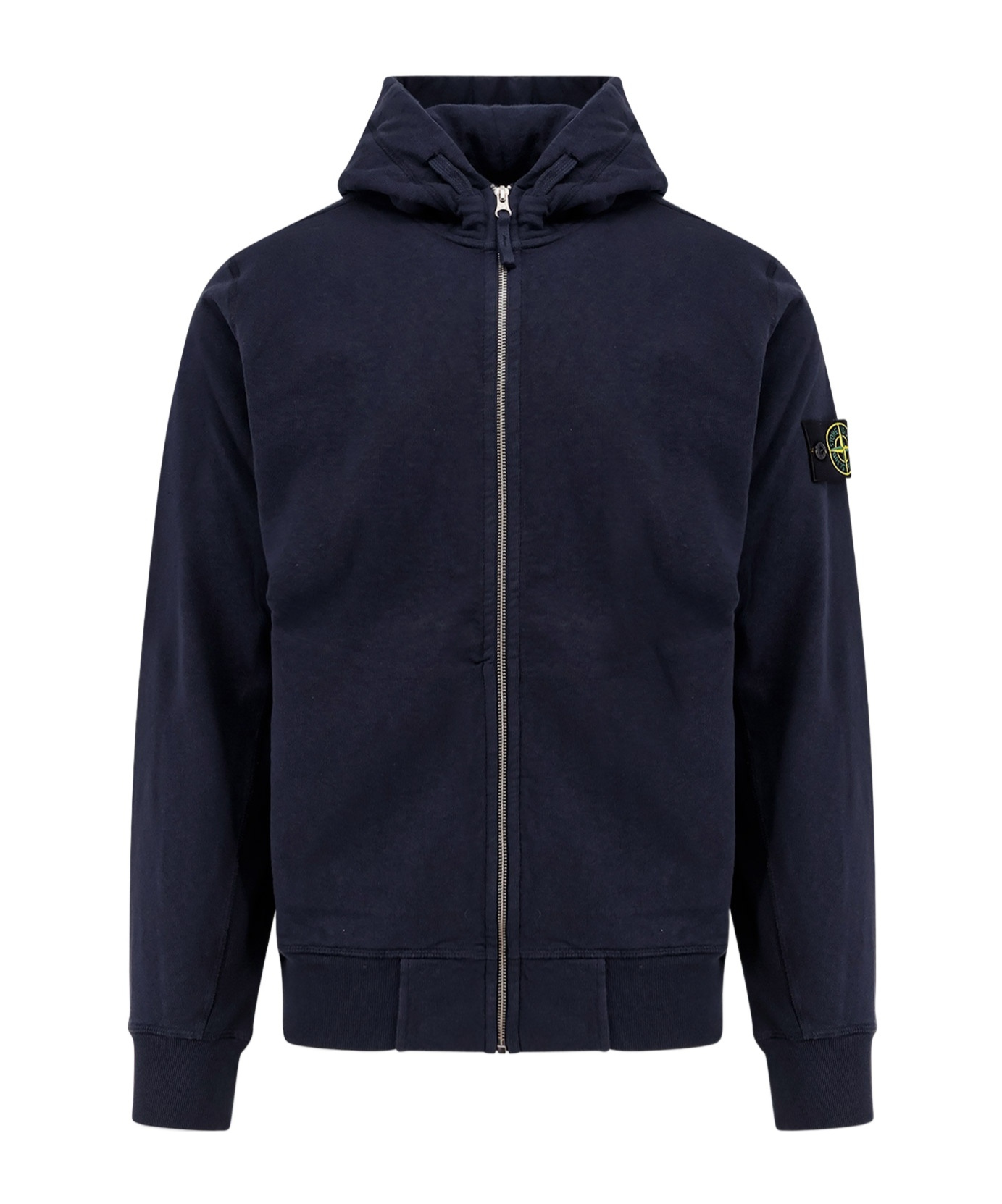 Stone Island Cotton Sweatshirt With Iconic Logo Patch In Blue
